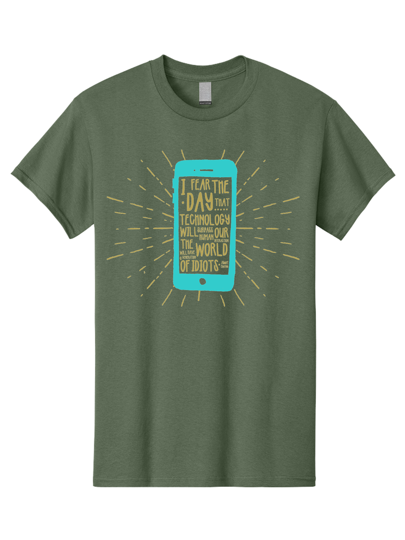 Generation Y Men'S Graphic Tee, 100% Cotton, Comfortable Casual Summer Wear, Machine Washable, Smartphone With Quote, Technology Concern, Future Anxiety, Innovation Impact, Digital Age, Social Commentary, Wise Words, Thought-Provoking Message Aae300 27