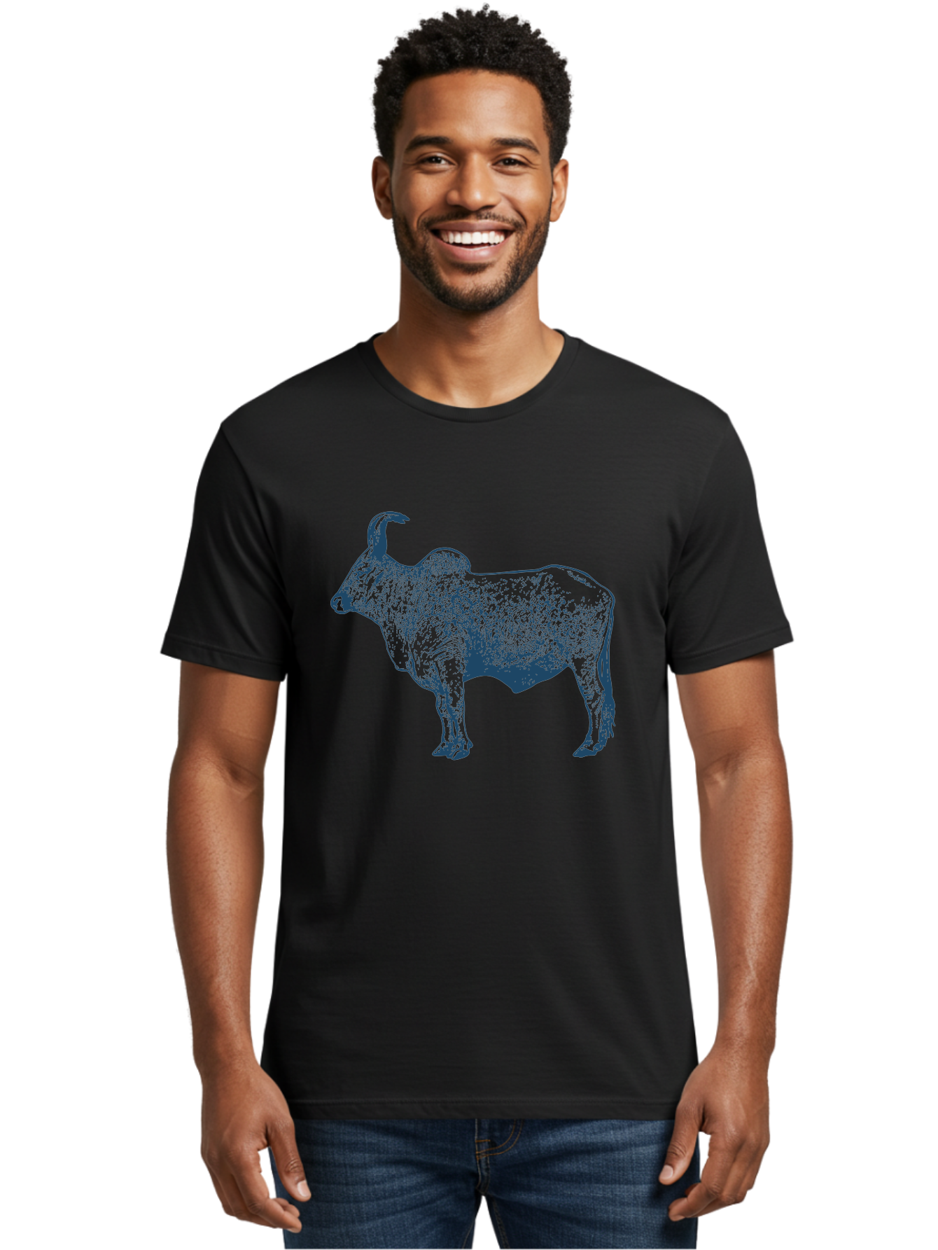 Iron Horn Buffalo Men'S Graphic Tee, 100% Cotton, Comfortable Casual Summer Wear, Machine Washable, Taurus Zodiac Sign, Bull Symbol, Horoscope Illustration, Astrology Artwork, Stylized Bull Image, Curved Horns, Artistic Design Aae406 30