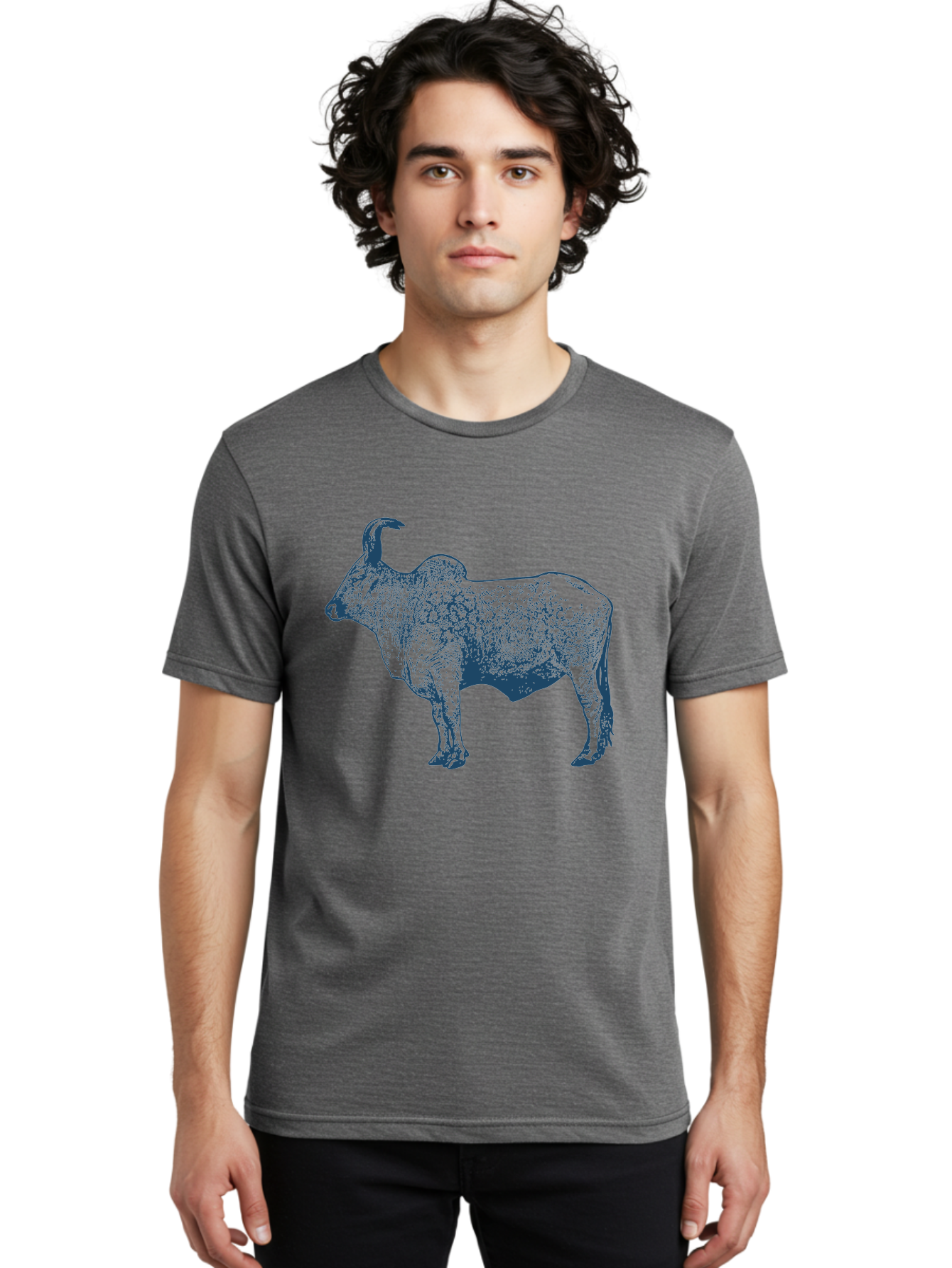 Iron Horn Buffalo Men'S Graphic Tee, 100% Cotton, Comfortable Casual Summer Wear, Machine Washable, Taurus Zodiac Sign, Bull Symbol, Horoscope Illustration, Astrology Artwork, Stylized Bull Image, Curved Horns, Artistic Design Aae406 4