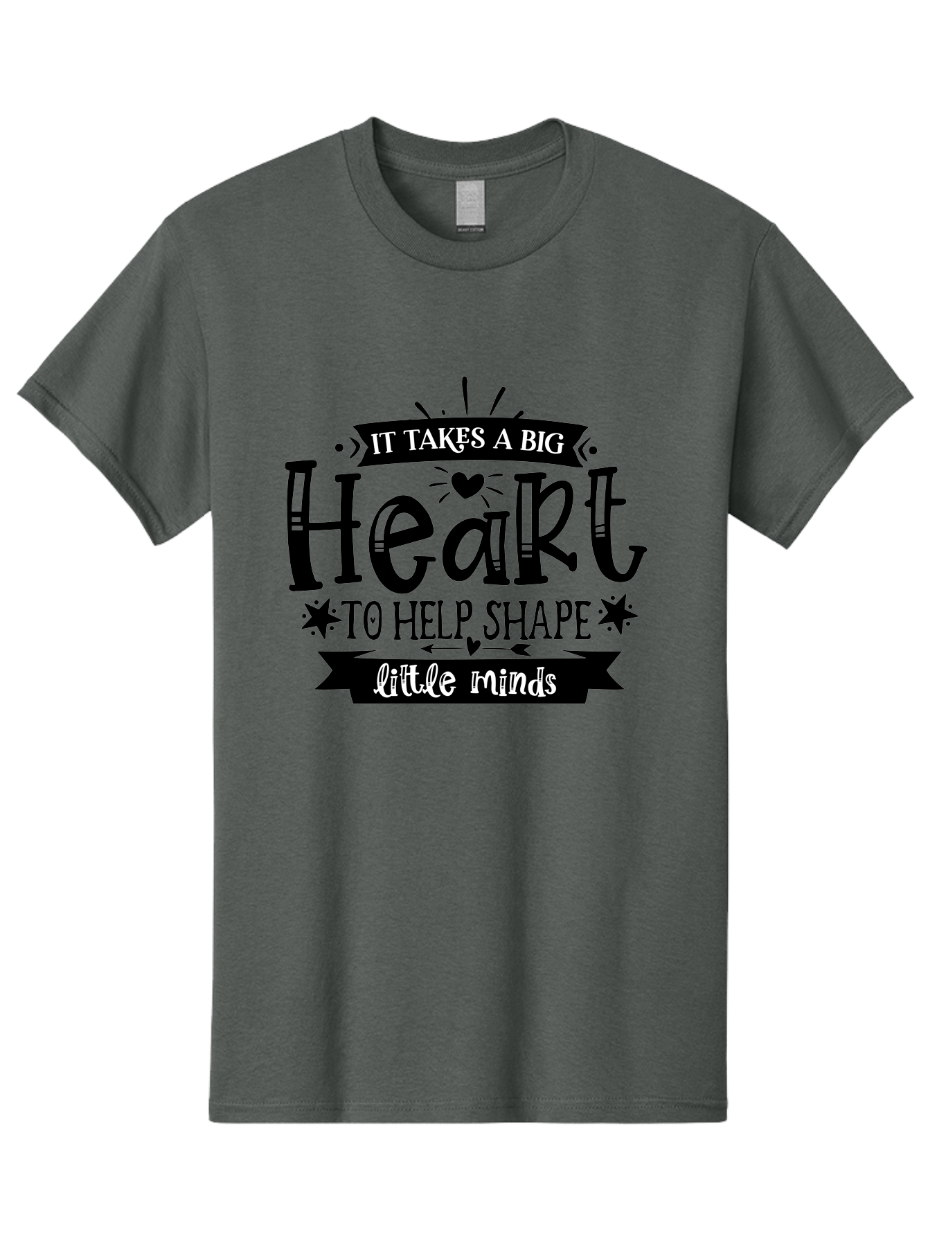 It Takes A Big Heart To Help Shape Little Minds Men'S Graphic Tee, 100% Cotton, Comfortable Casual Summer Wear, Machine Washable, Teacher Appreciation, Inspirational Quote, Heartwarming Message, Teaching Inspiration, Motivational Quote, Aae408 27