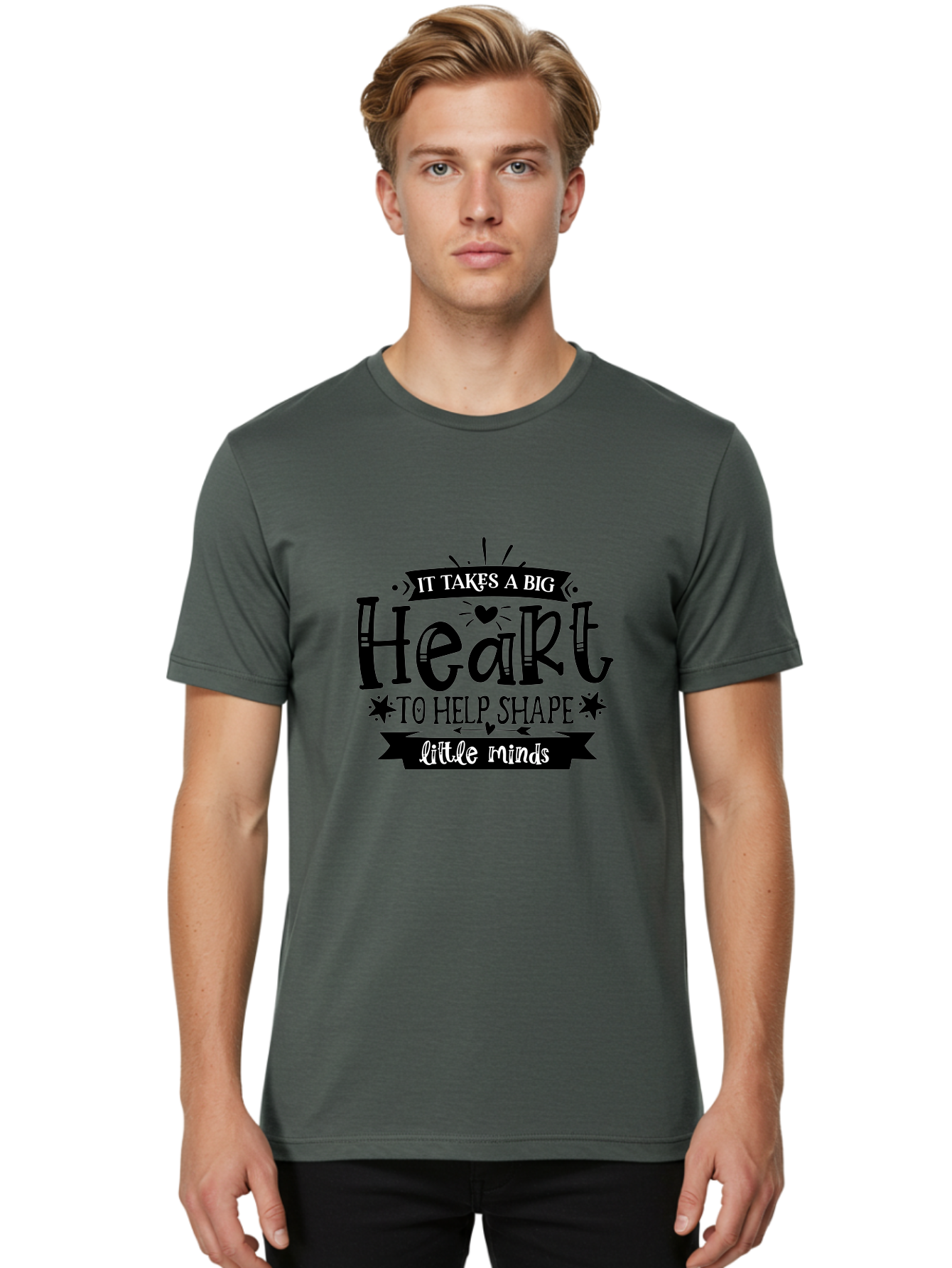 It Takes A Big Heart To Help Shape Little Minds Men'S Graphic Tee, 100% Cotton, Comfortable Casual Summer Wear, Machine Washable, Teacher Appreciation, Inspirational Quote, Heartwarming Message, Teaching Inspiration, Motivational Quote, Aae408 28