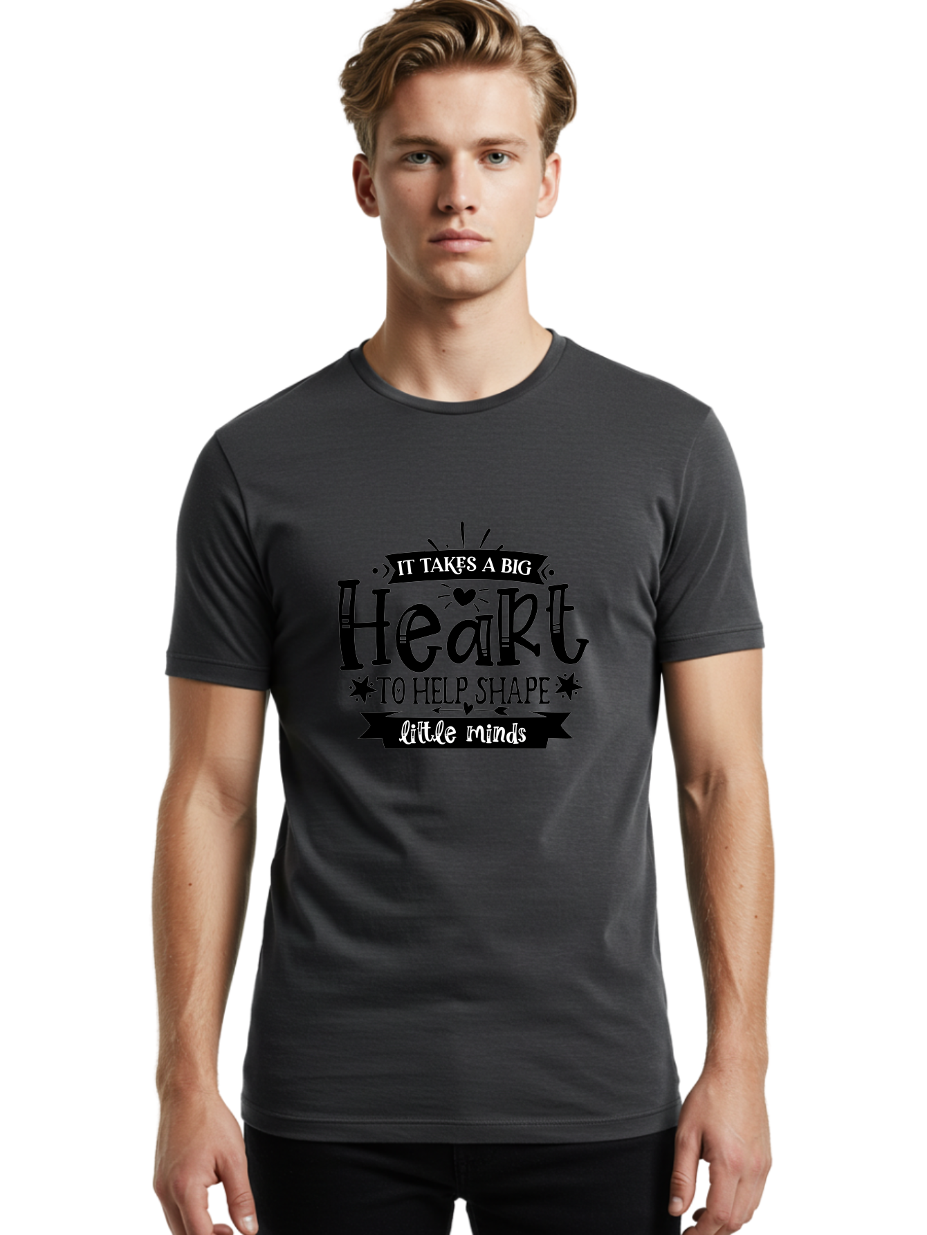 It Takes A Big Heart To Help Shape Little Minds Men'S Graphic Tee, 100% Cotton, Comfortable Casual Summer Wear, Machine Washable, Teacher Appreciation, Inspirational Quote, Heartwarming Message, Teaching Inspiration, Motivational Quote, Aae408 14