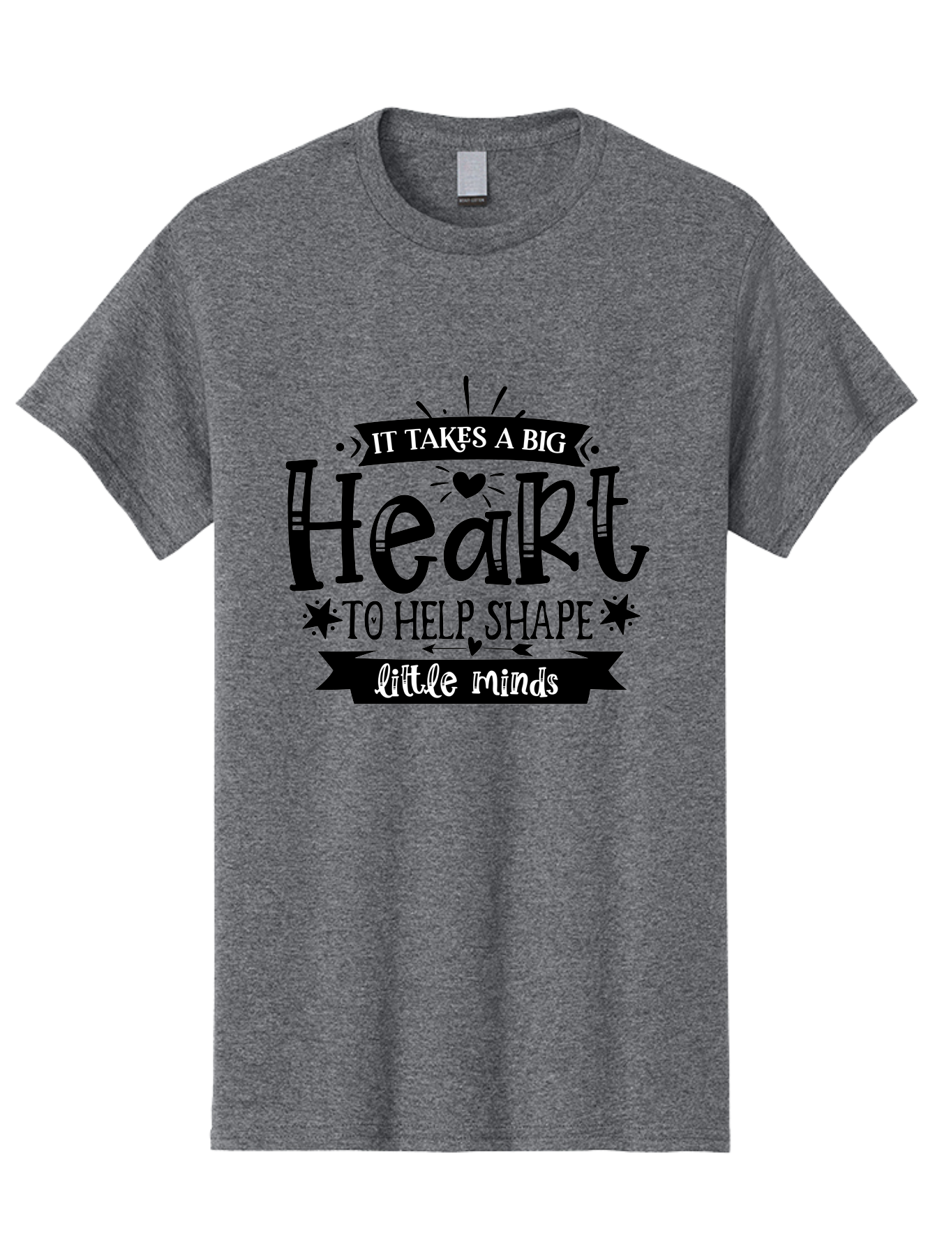 It Takes A Big Heart To Help Shape Little Minds Men'S Graphic Tee, 100% Cotton, Comfortable Casual Summer Wear, Machine Washable, Teacher Appreciation, Inspirational Quote, Heartwarming Message, Teaching Inspiration, Motivational Quote, Aae408 7