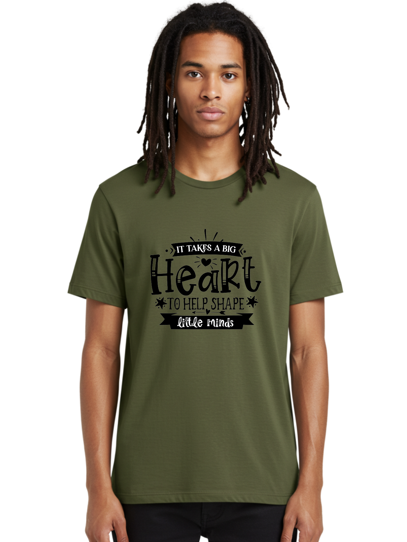 It Takes A Big Heart To Help Shape Little Minds Men'S Graphic Tee, 100% Cotton, Comfortable Casual Summer Wear, Machine Washable, Teacher Appreciation, Inspirational Quote, Heartwarming Message, Teaching Inspiration, Motivational Quote, Aae408 24
