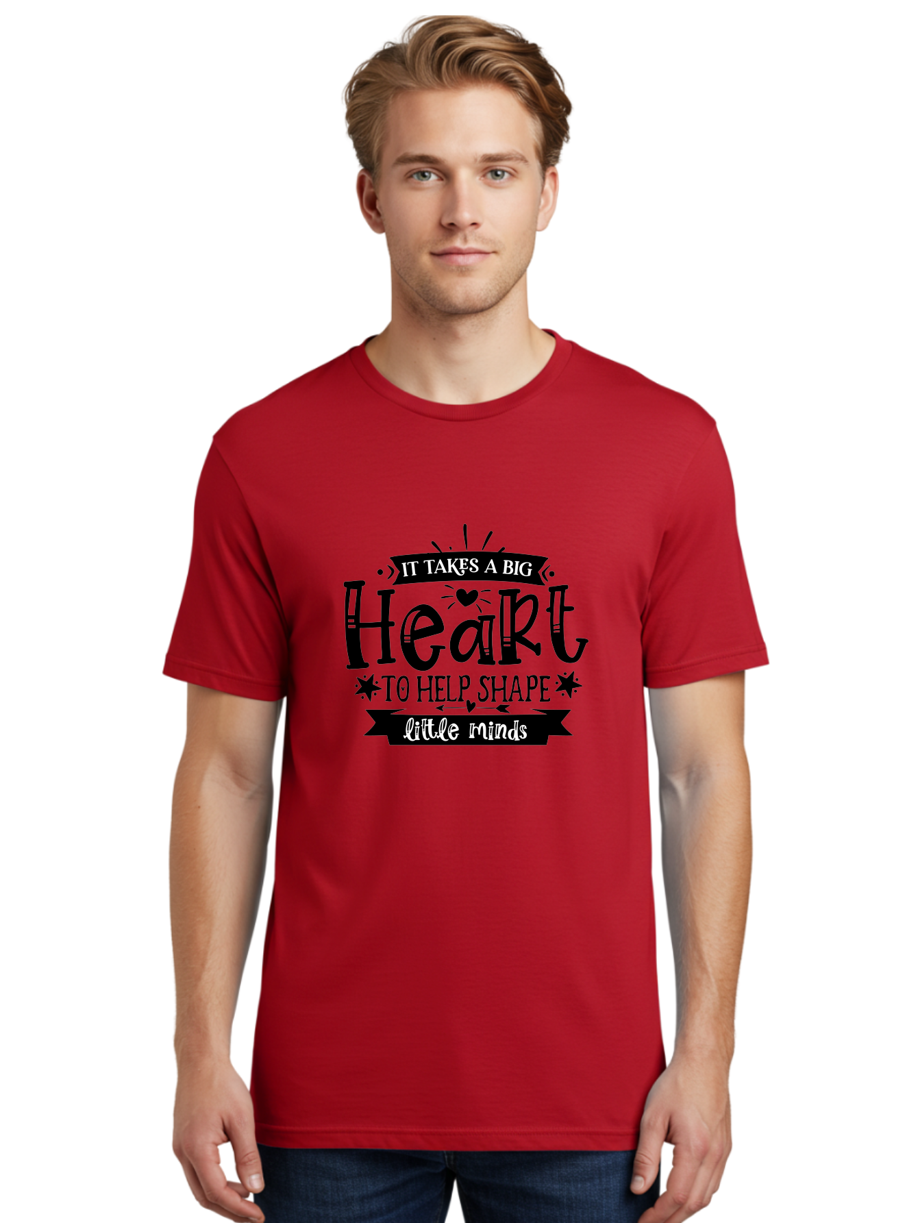 It Takes A Big Heart To Help Shape Little Minds Men'S Graphic Tee, 100% Cotton, Comfortable Casual Summer Wear, Machine Washable, Teacher Appreciation, Inspirational Quote, Heartwarming Message, Teaching Inspiration, Motivational Quote, Aae408 12