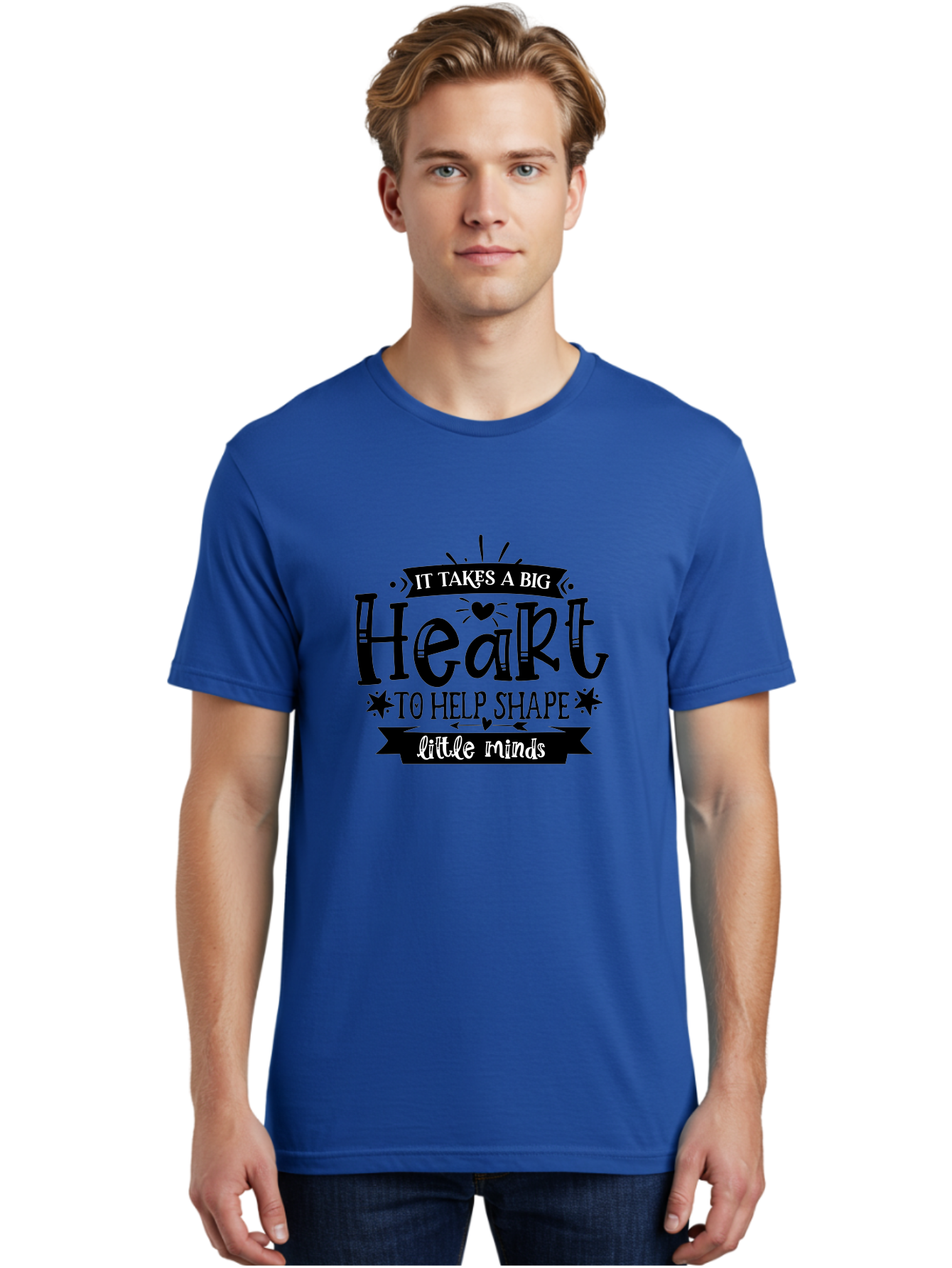 It Takes A Big Heart To Help Shape Little Minds Men'S Graphic Tee, 100% Cotton, Comfortable Casual Summer Wear, Machine Washable, Teacher Appreciation, Inspirational Quote, Heartwarming Message, Teaching Inspiration, Motivational Quote, Aae408 18