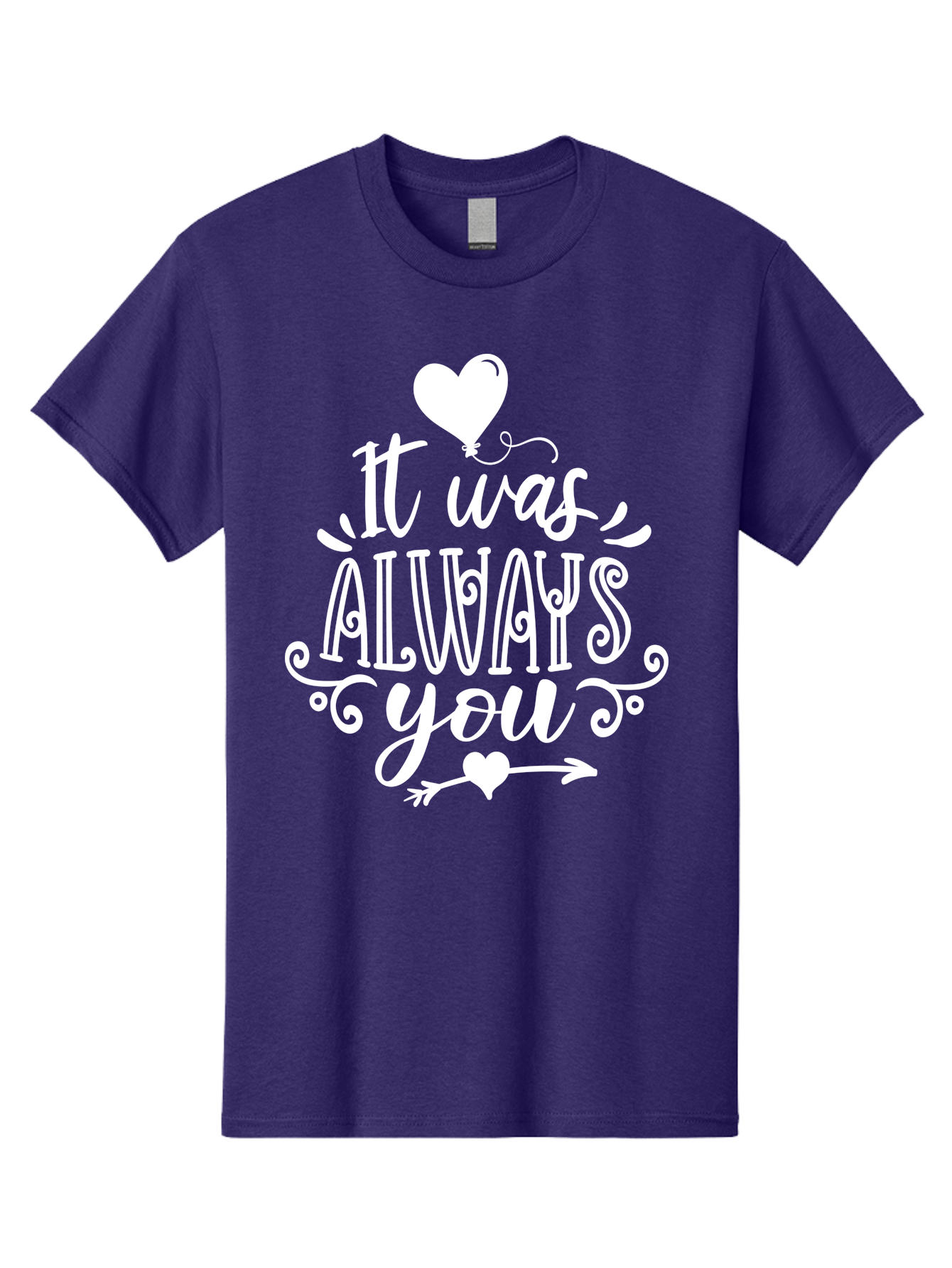 It Was Always You White Men'S Graphic Tee, 100% Cotton, Comfortable Casual Summer Wear, Machine Washable, Love Quotes, Romantic Phrases, Heartwarming Sayings, Valentine'S Day Messages, Sweet Nothings, Eternal Love, Couple Goals Aae409 13