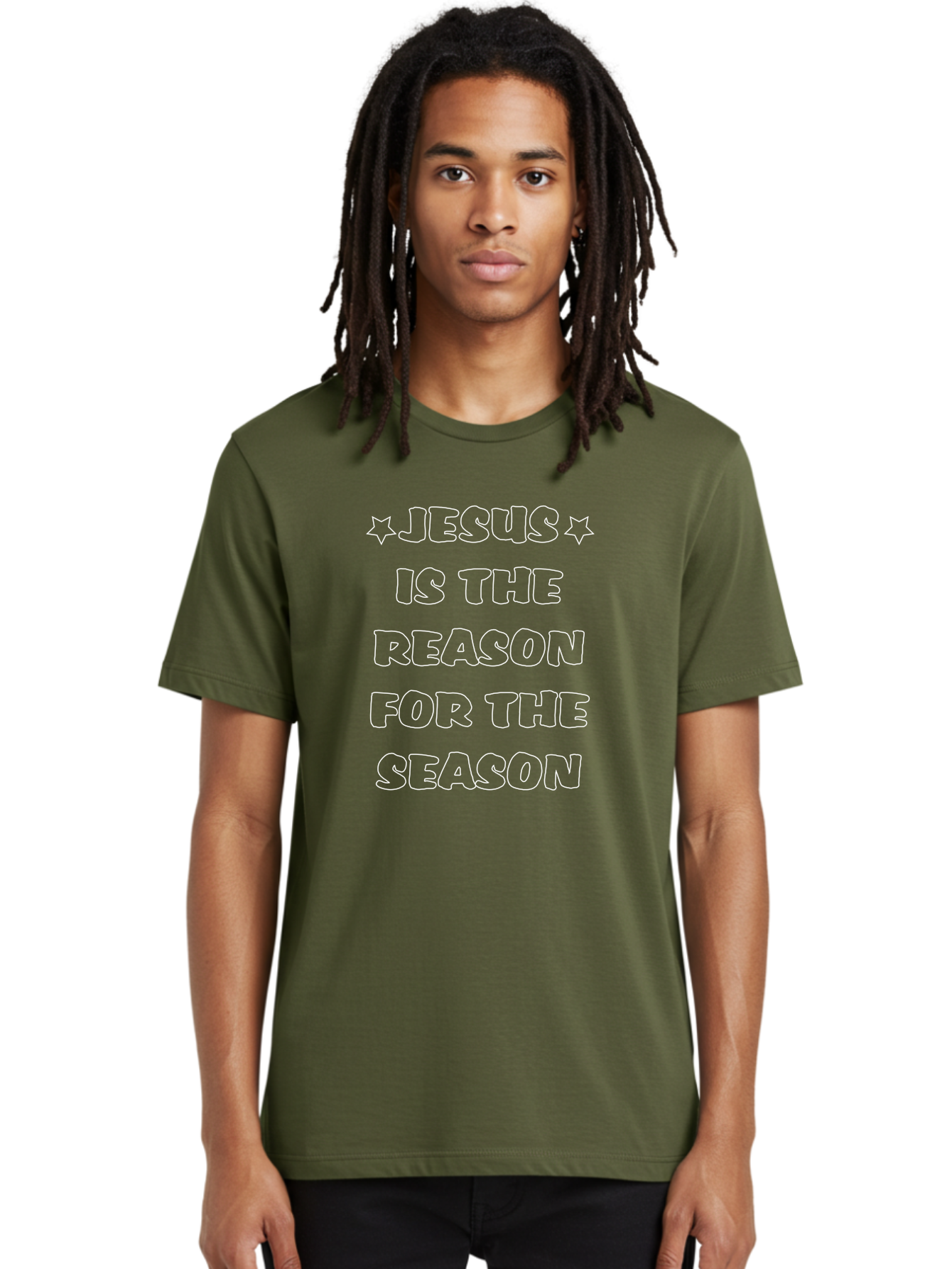 Jesus Is The Reason Men'S Graphic Tee, 100% Cotton, Comfortable Casual Summer Wear, Machine Washable, Christmas Quote, Jesus Christ, Holiday Message, Christian Faith, Inspirational Quote, Festive Quote, Winter Season, Religious Symbol, Aae424 22