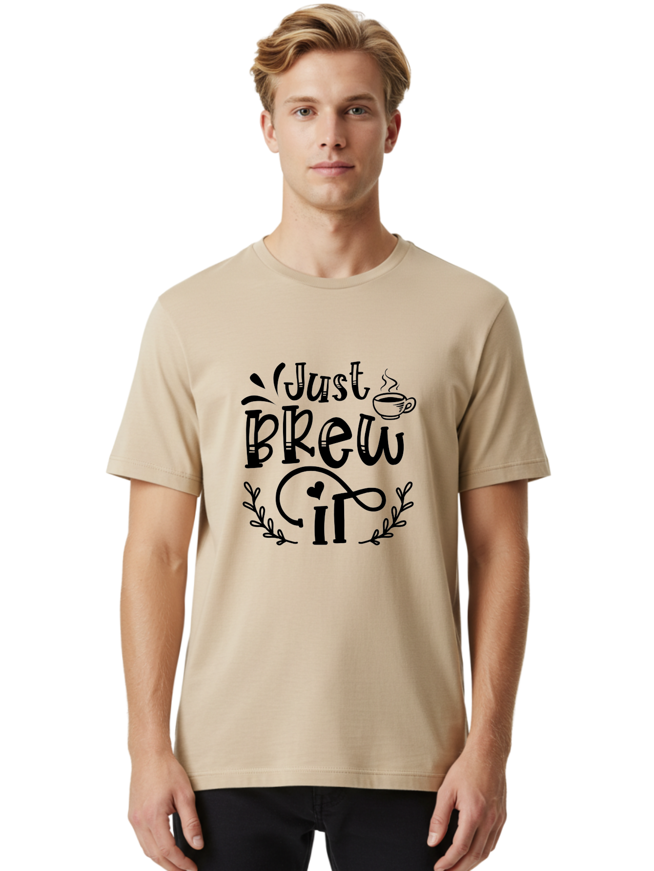 Just Brew It Men'S Graphic Tee, 100% Cotton, Comfortable Casual Summer Wear, Machine Washable, Coffee Quote, Coffee Saying, Coffee Humor, Coffee Puns, Morning Motivation, Coffee Lovers, Brew Coffee Aae426 8
