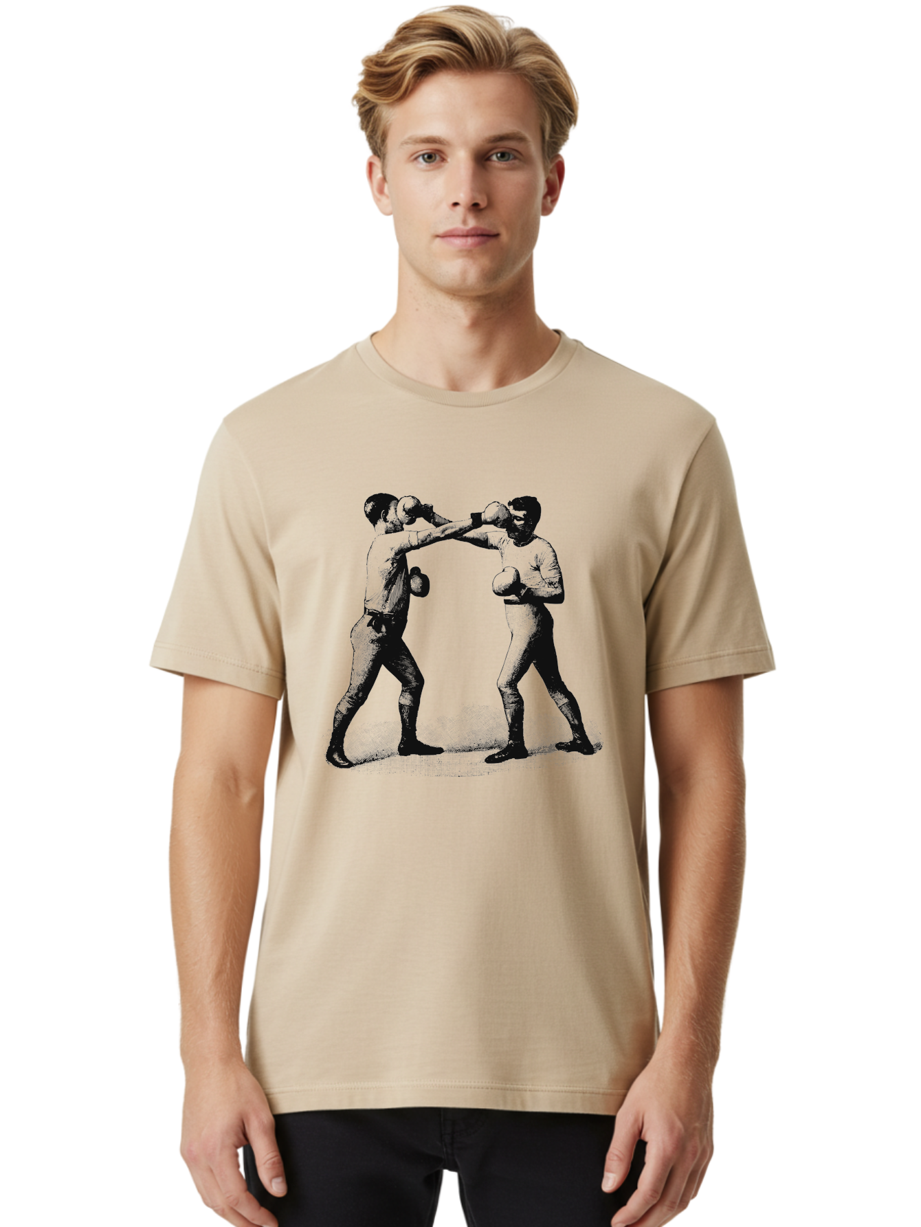 Knockline Men'S Graphic Tee, 100% Cotton, Comfortable Casual Summer Wear, Machine Washable, Boxing Fighters, Fighting Stance, Boxing Gloves, Martial Arts, Combat Sports, Boxing Techniques, Boxing Ring, Pugilism, Fighter'S Pose, Boxing Action Aae436 22