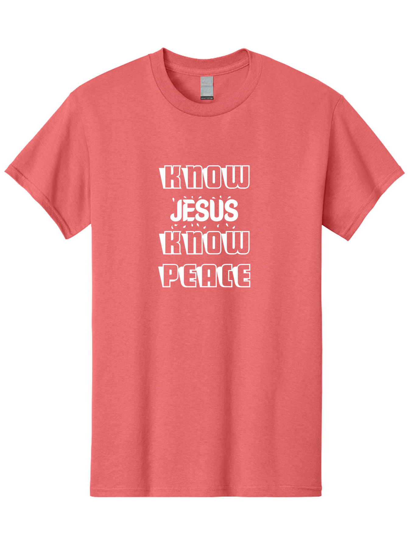 Know Jesus Know Peace Men'S Graphic Tee, 100% Cotton, Comfortable Casual Summer Wear, Machine Washable, Inspirational Quote, Faith-Based Message, Christian Values, Know Jesus Know Peace, Motivational Phrase, Spiritual Guidance, Jesus Christ, Aae437 19