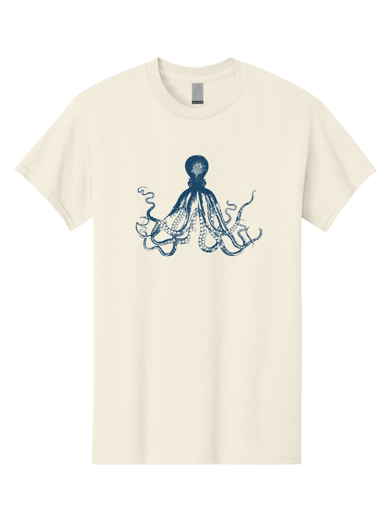 Kraken Octopus Men'S Graphic Tee, 100% Cotton, Comfortable Casual Summer Wear, Machine Washable, Octopus Illustration, Dark Blue Octopus, Underwater Creature, Ocean Animal, Sea Life, Squid-Like, Eight Arms, Suckers, Tentacles, Marine Biology Aae438 23