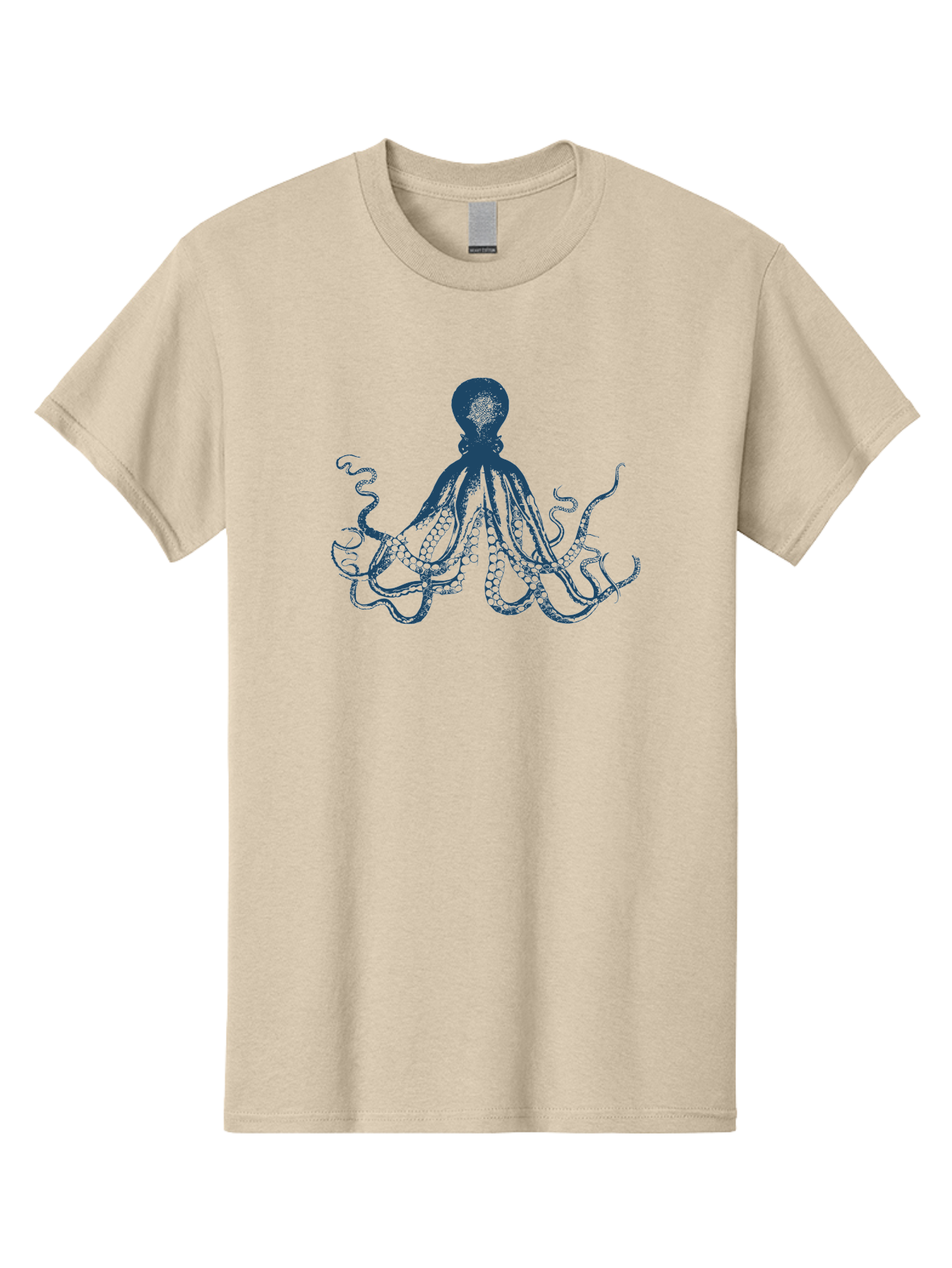 Kraken Octopus Men'S Graphic Tee, 100% Cotton, Comfortable Casual Summer Wear, Machine Washable, Octopus Illustration, Dark Blue Octopus, Underwater Creature, Ocean Animal, Sea Life, Squid-Like, Eight Arms, Suckers, Tentacles, Marine Biology Aae438 25