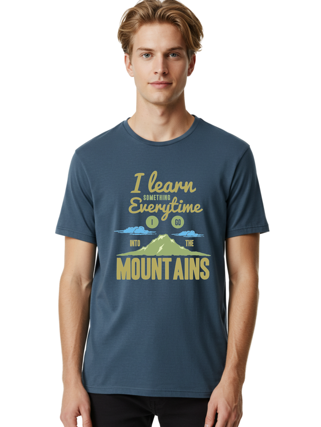 Learn From The Mountains Men'S Graphic Tee, 100% Cotton, Comfortable Casual Summer Wear, Machine Washable, Motivational Quote, Inspirational Message, Mountain Landscape, Personal Growth, Self-Improvement, Outdoors Adventure, Hiking, Aae445 12