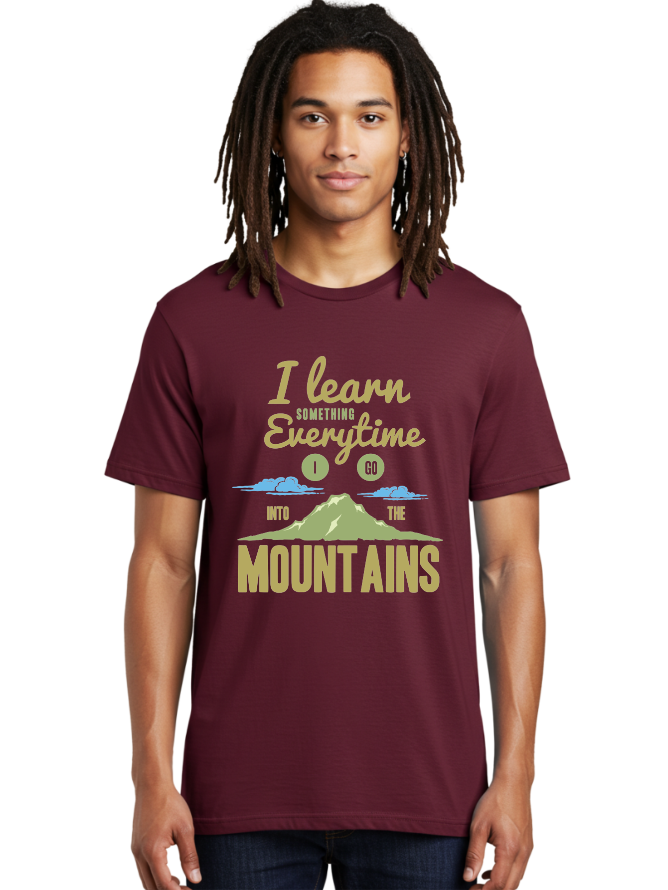Learn From The Mountains Men'S Graphic Tee, 100% Cotton, Comfortable Casual Summer Wear, Machine Washable, Motivational Quote, Inspirational Message, Mountain Landscape, Personal Growth, Self-Improvement, Outdoors Adventure, Hiking, Aae445 18