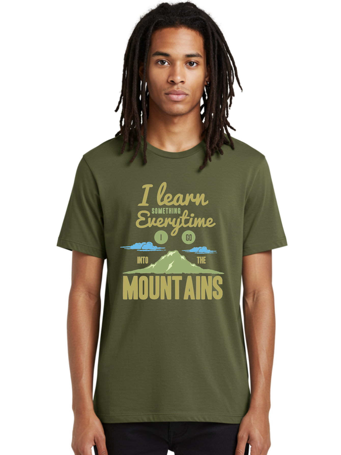 Learn From The Mountains Men'S Graphic Tee, 100% Cotton, Comfortable Casual Summer Wear, Machine Washable, Motivational Quote, Inspirational Message, Mountain Landscape, Personal Growth, Self-Improvement, Outdoors Adventure, Hiking, Aae445 22