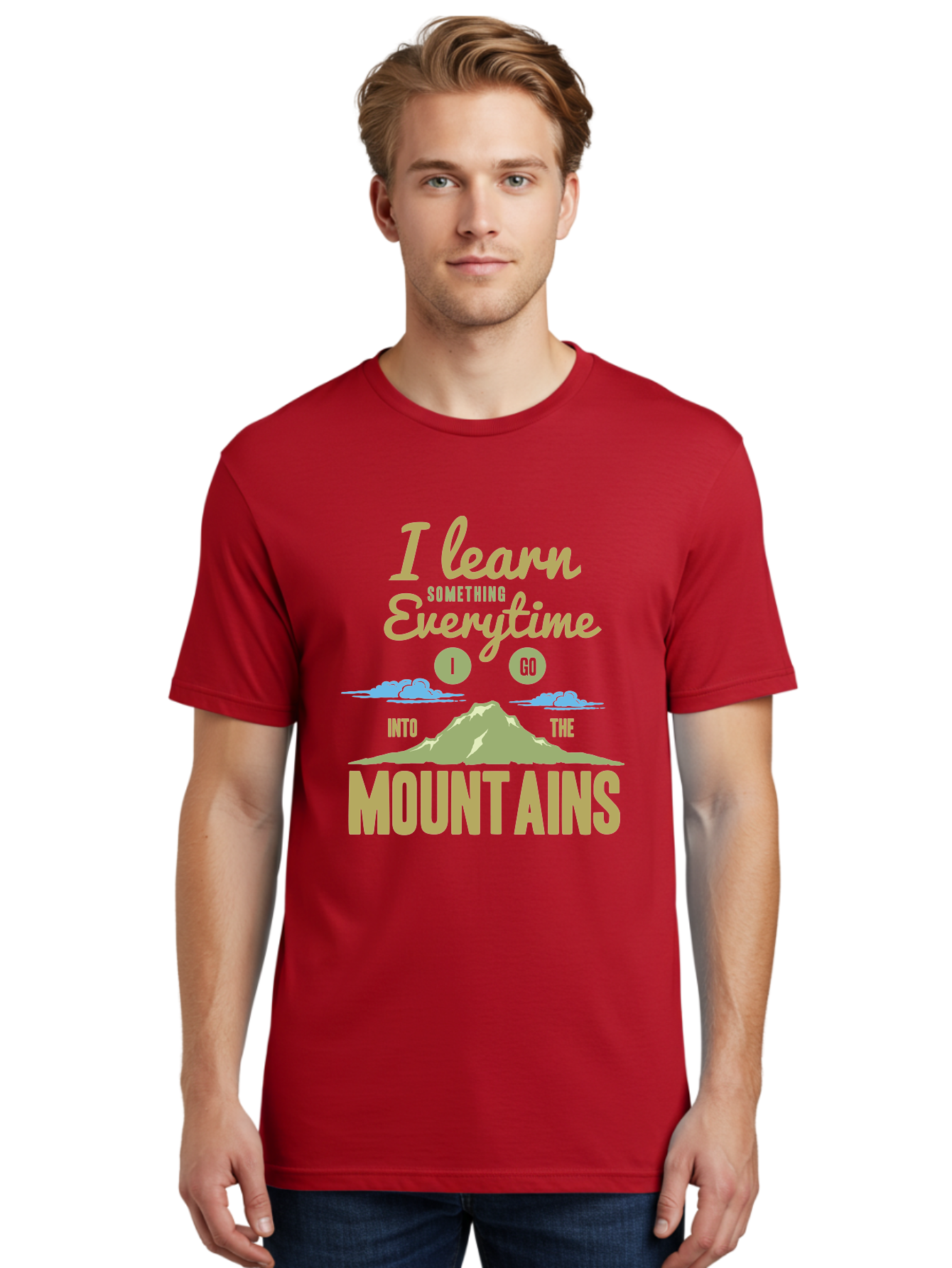 Learn From The Mountains Men'S Graphic Tee, 100% Cotton, Comfortable Casual Summer Wear, Machine Washable, Motivational Quote, Inspirational Message, Mountain Landscape, Personal Growth, Self-Improvement, Outdoors Adventure, Hiking, Aae445 20