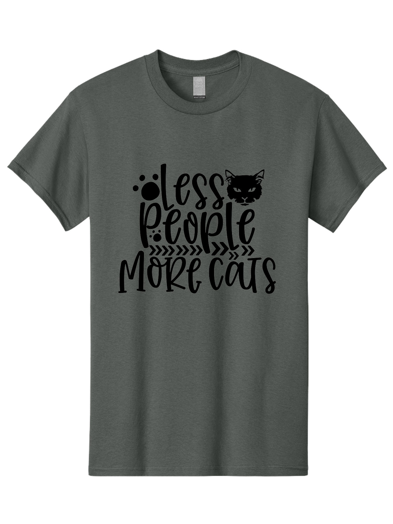 Less People More Cats Men'S Graphic Tee, 100% Cotton, Comfortable Casual Summer Wear, Machine Washable, Cat Lovers, Feline Obsession, Humorous Quote, Cat Paws, Cat Face, Quirky Design, Funny Cat Saying, Cat Meme, Less People More Cats Aae446 29