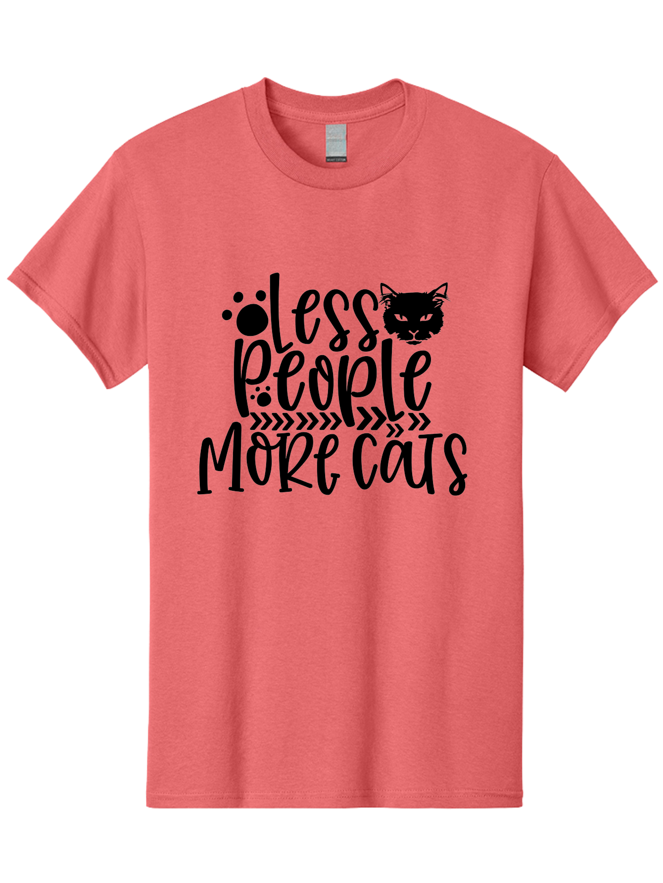 Less People More Cats Men'S Graphic Tee, 100% Cotton, Comfortable Casual Summer Wear, Machine Washable, Cat Lovers, Feline Obsession, Humorous Quote, Cat Paws, Cat Face, Quirky Design, Funny Cat Saying, Cat Meme, Less People More Cats Aae446 9