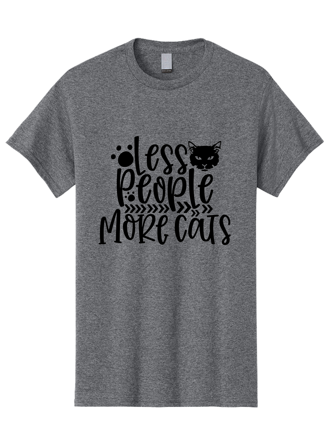 Less People More Cats Men'S Graphic Tee, 100% Cotton, Comfortable Casual Summer Wear, Machine Washable, Cat Lovers, Feline Obsession, Humorous Quote, Cat Paws, Cat Face, Quirky Design, Funny Cat Saying, Cat Meme, Less People More Cats Aae446 19