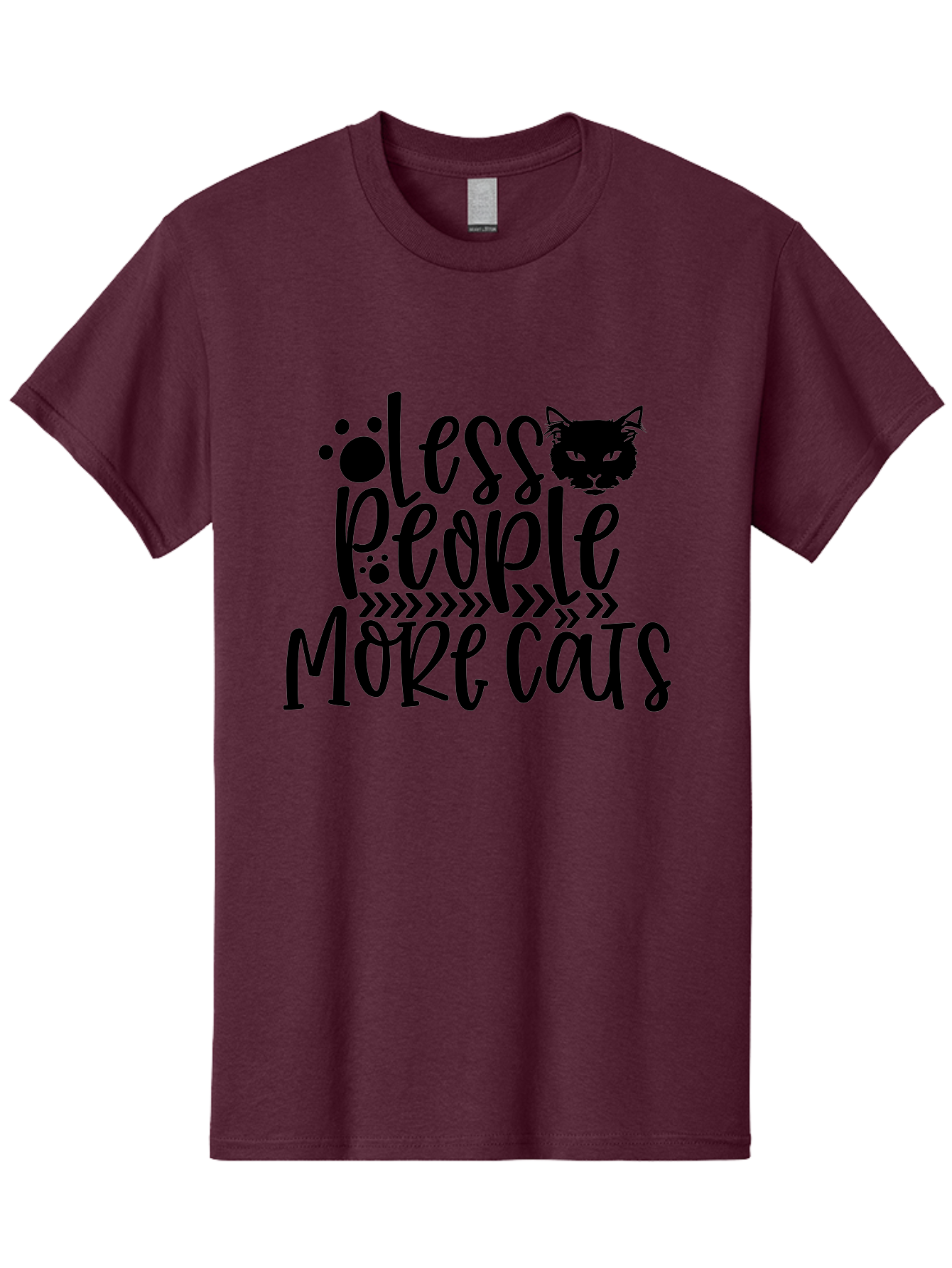 Less People More Cats Men'S Graphic Tee, 100% Cotton, Comfortable Casual Summer Wear, Machine Washable, Cat Lovers, Feline Obsession, Humorous Quote, Cat Paws, Cat Face, Quirky Design, Funny Cat Saying, Cat Meme, Less People More Cats Aae446 23