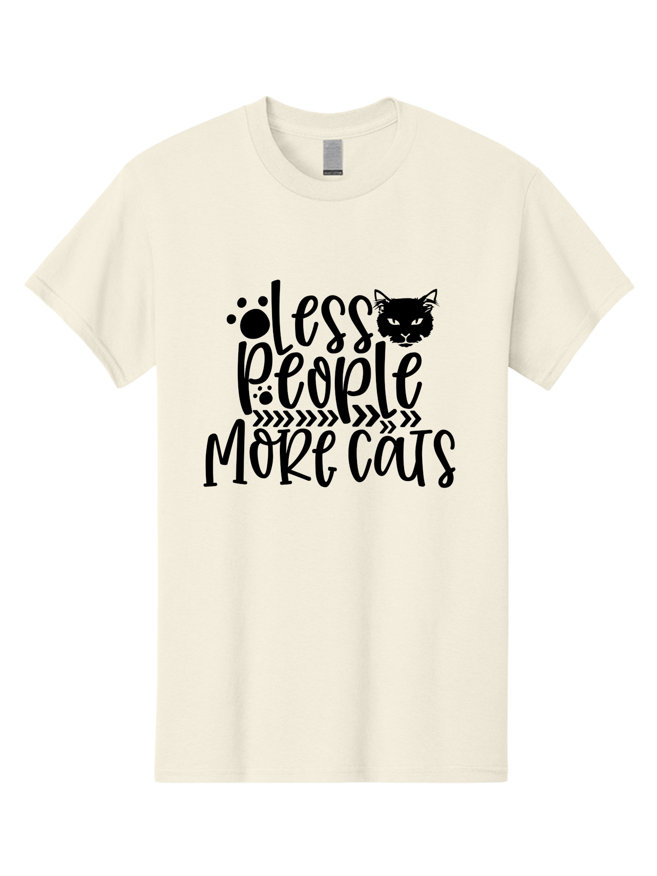 Less People More Cats Men'S Graphic Tee, 100% Cotton, Comfortable Casual Summer Wear, Machine Washable, Cat Lovers, Feline Obsession, Humorous Quote, Cat Paws, Cat Face, Quirky Design, Funny Cat Saying, Cat Meme, Less People More Cats Aae446 7