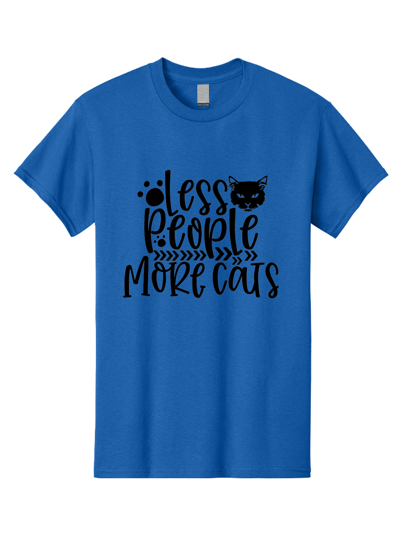 Less People More Cats Men'S Graphic Tee, 100% Cotton, Comfortable Casual Summer Wear, Machine Washable, Cat Lovers, Feline Obsession, Humorous Quote, Cat Paws, Cat Face, Quirky Design, Funny Cat Saying, Cat Meme, Less People More Cats Aae446 25