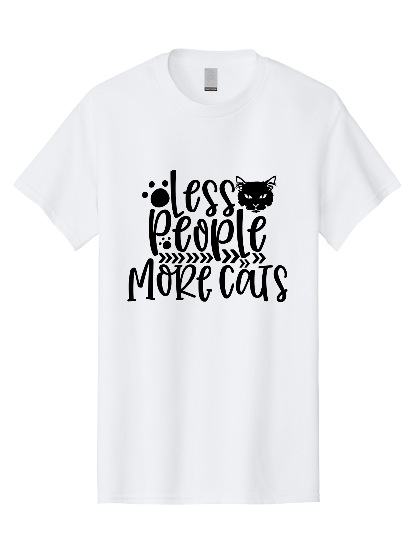 Less People More Cats Men'S Graphic Tee, 100% Cotton, Comfortable Casual Summer Wear, Machine Washable, Cat Lovers, Feline Obsession, Humorous Quote, Cat Paws, Cat Face, Quirky Design, Funny Cat Saying, Cat Meme, Less People More Cats Aae446 3