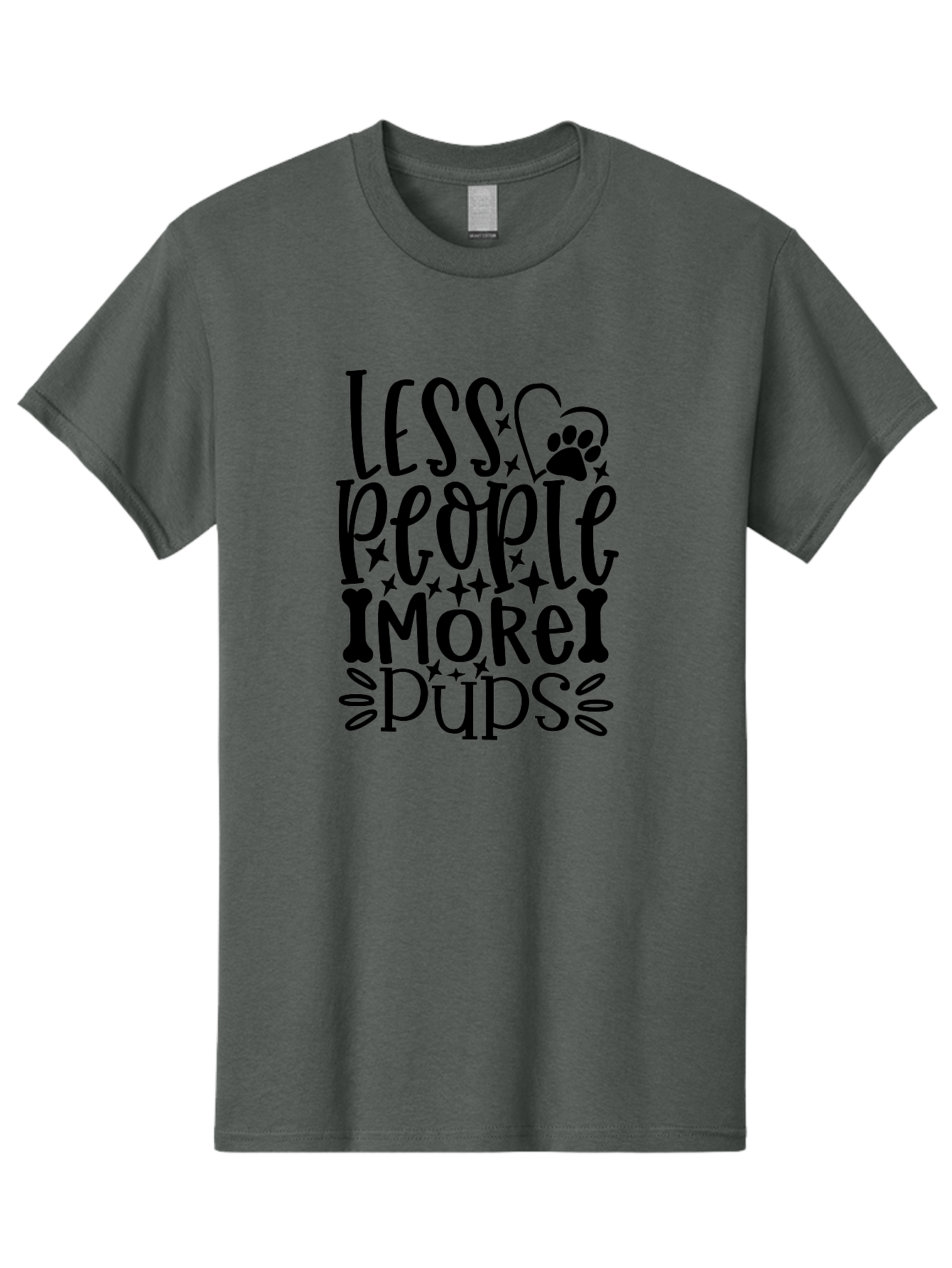 Less People More Pups- Men'S Graphic Tee, 100% Cotton, Comfortable Casual Summer Wear, Machine Washable, Dog Lover Quote, Pet Friendly, Funny Dog Sayings, Dog Owners, Animal Lovers, Heartwarming Quotes, Paw Print, Dog Bones, Love Dogs Aae447 21