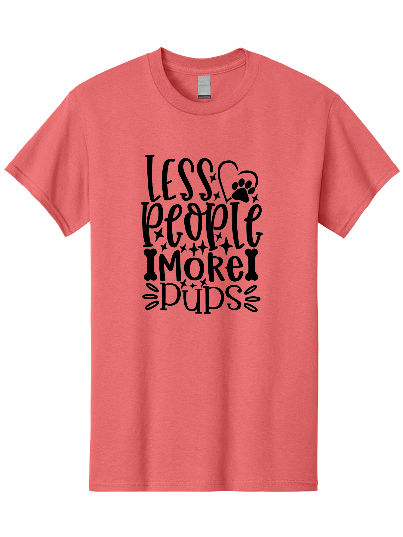 Less People More Pups- Men'S Graphic Tee, 100% Cotton, Comfortable Casual Summer Wear, Machine Washable, Dog Lover Quote, Pet Friendly, Funny Dog Sayings, Dog Owners, Animal Lovers, Heartwarming Quotes, Paw Print, Dog Bones, Love Dogs Aae447 3