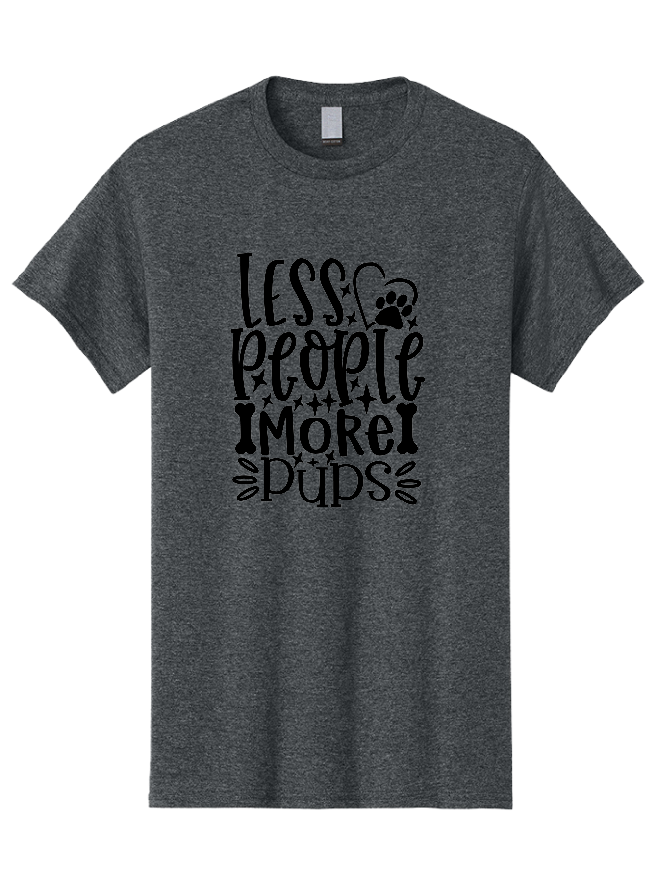 Less People More Pups- Men'S Graphic Tee, 100% Cotton, Comfortable Casual Summer Wear, Machine Washable, Dog Lover Quote, Pet Friendly, Funny Dog Sayings, Dog Owners, Animal Lovers, Heartwarming Quotes, Paw Print, Dog Bones, Love Dogs Aae447 7