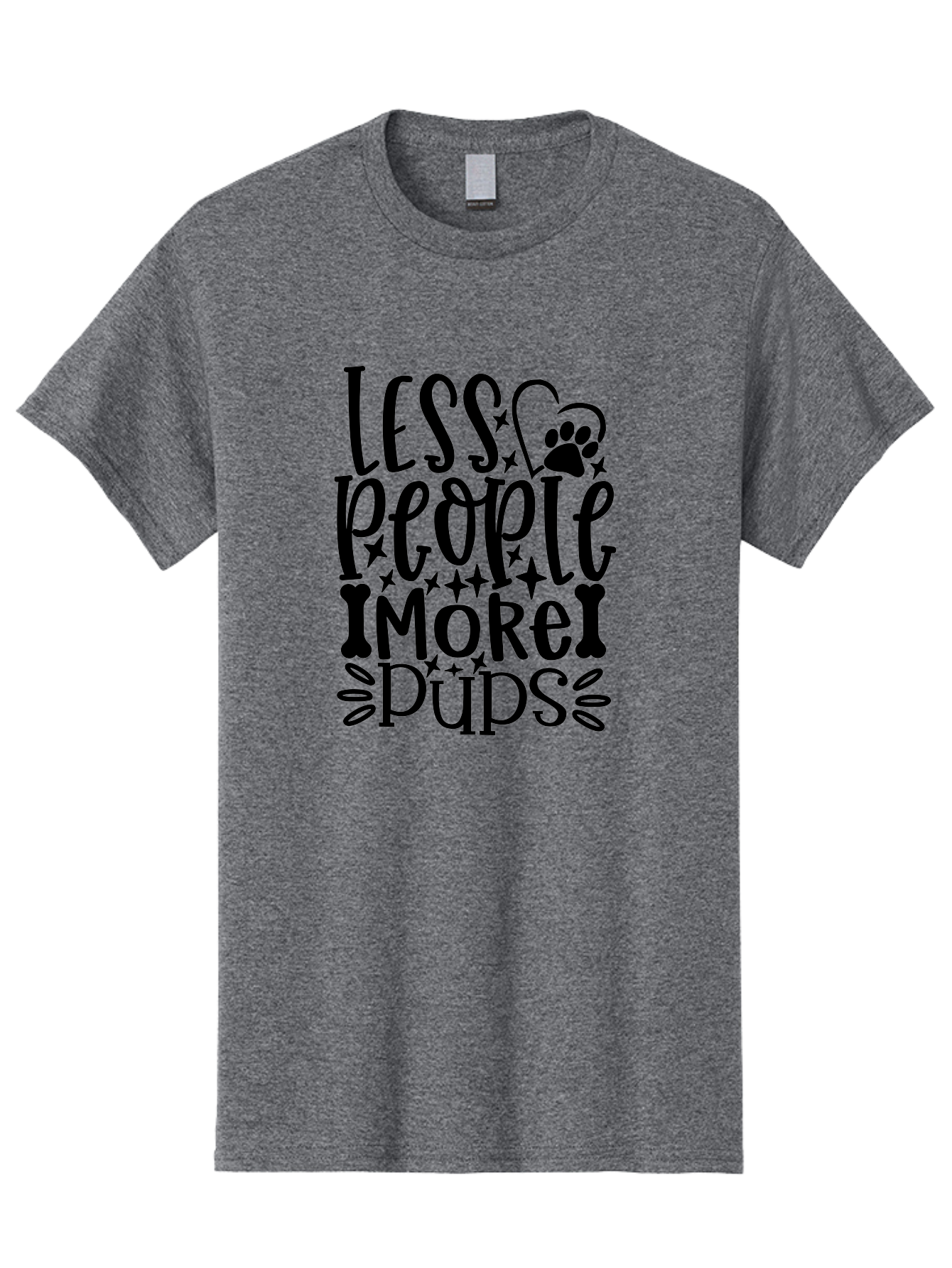Less People More Pups- Men'S Graphic Tee, 100% Cotton, Comfortable Casual Summer Wear, Machine Washable, Dog Lover Quote, Pet Friendly, Funny Dog Sayings, Dog Owners, Animal Lovers, Heartwarming Quotes, Paw Print, Dog Bones, Love Dogs Aae447 13