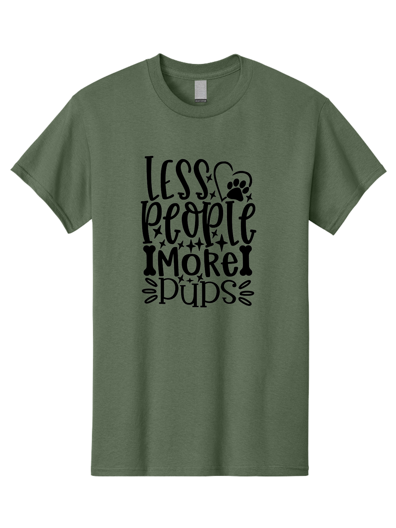 Less People More Pups- Men'S Graphic Tee, 100% Cotton, Comfortable Casual Summer Wear, Machine Washable, Dog Lover Quote, Pet Friendly, Funny Dog Sayings, Dog Owners, Animal Lovers, Heartwarming Quotes, Paw Print, Dog Bones, Love Dogs Aae447 25