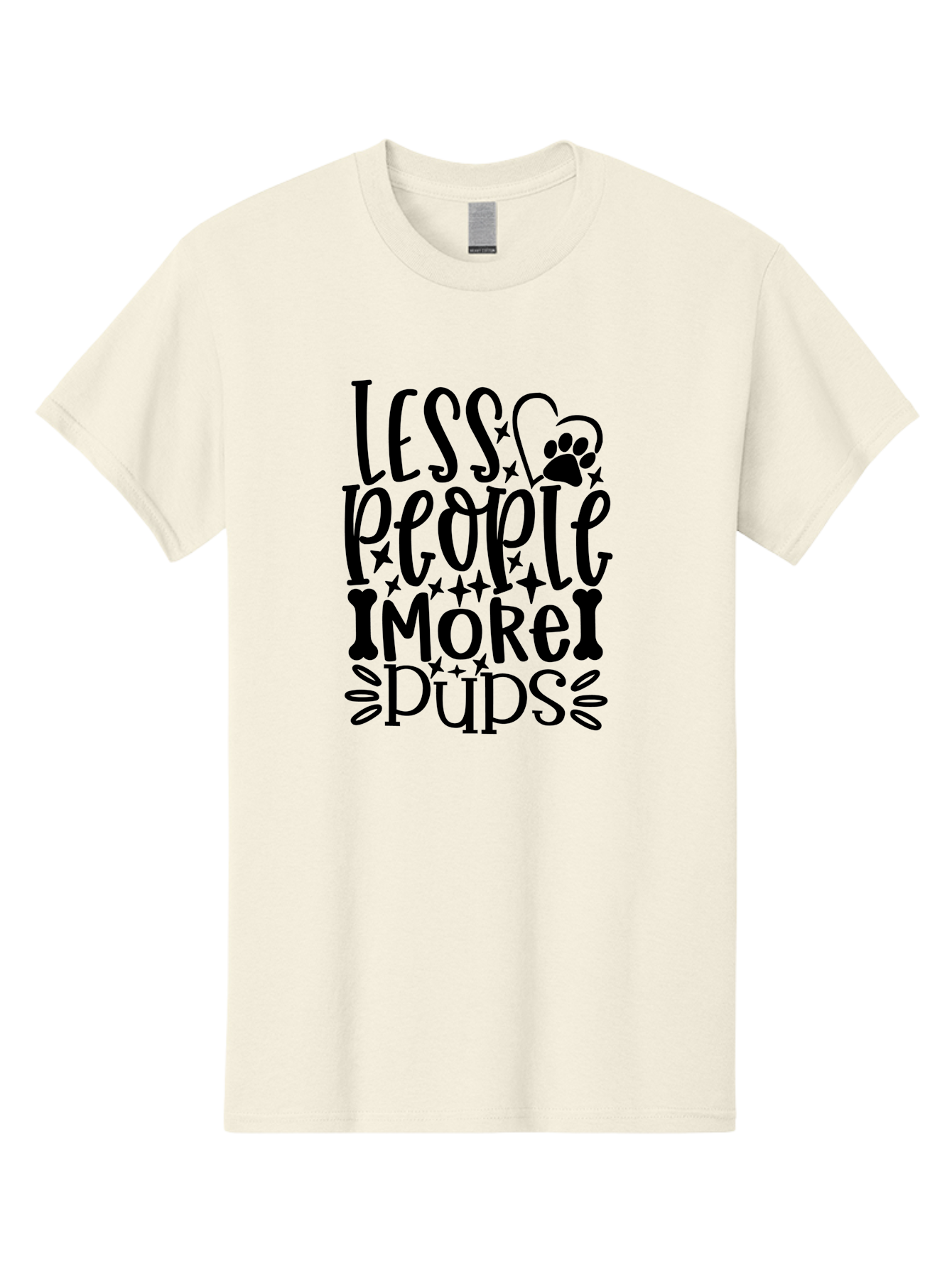 Less People More Pups- Men'S Graphic Tee, 100% Cotton, Comfortable Casual Summer Wear, Machine Washable, Dog Lover Quote, Pet Friendly, Funny Dog Sayings, Dog Owners, Animal Lovers, Heartwarming Quotes, Paw Print, Dog Bones, Love Dogs Aae447 19