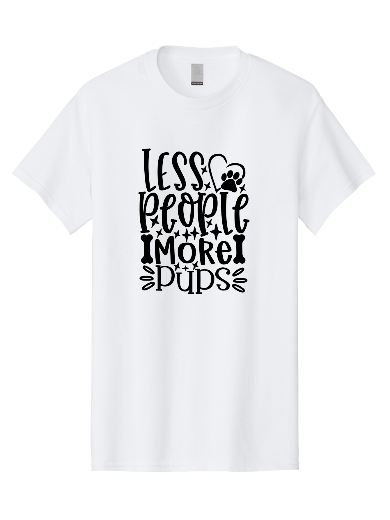 Less People More Pups- Men'S Graphic Tee, 100% Cotton, Comfortable Casual Summer Wear, Machine Washable, Dog Lover Quote, Pet Friendly, Funny Dog Sayings, Dog Owners, Animal Lovers, Heartwarming Quotes, Paw Print, Dog Bones, Love Dogs Aae447 15
