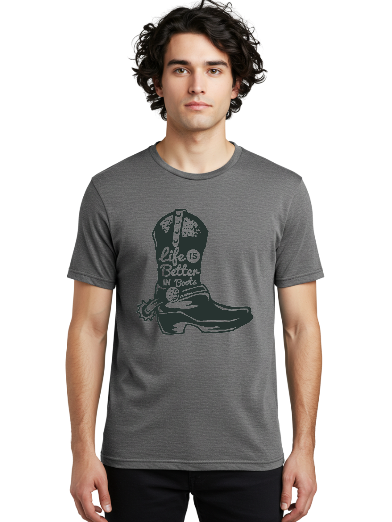 Life Is Better In Boots Men'S Graphic Tee, 100% Cotton, Comfortable Casual Summer Wear, Machine Washable, Cowboy Boots, Country Style, Western Fashion, Inspirational Quote, Rugged Charm, Country Lifestyle, Boots, Rodeo, Cowgirl, Country Music Aae450 8