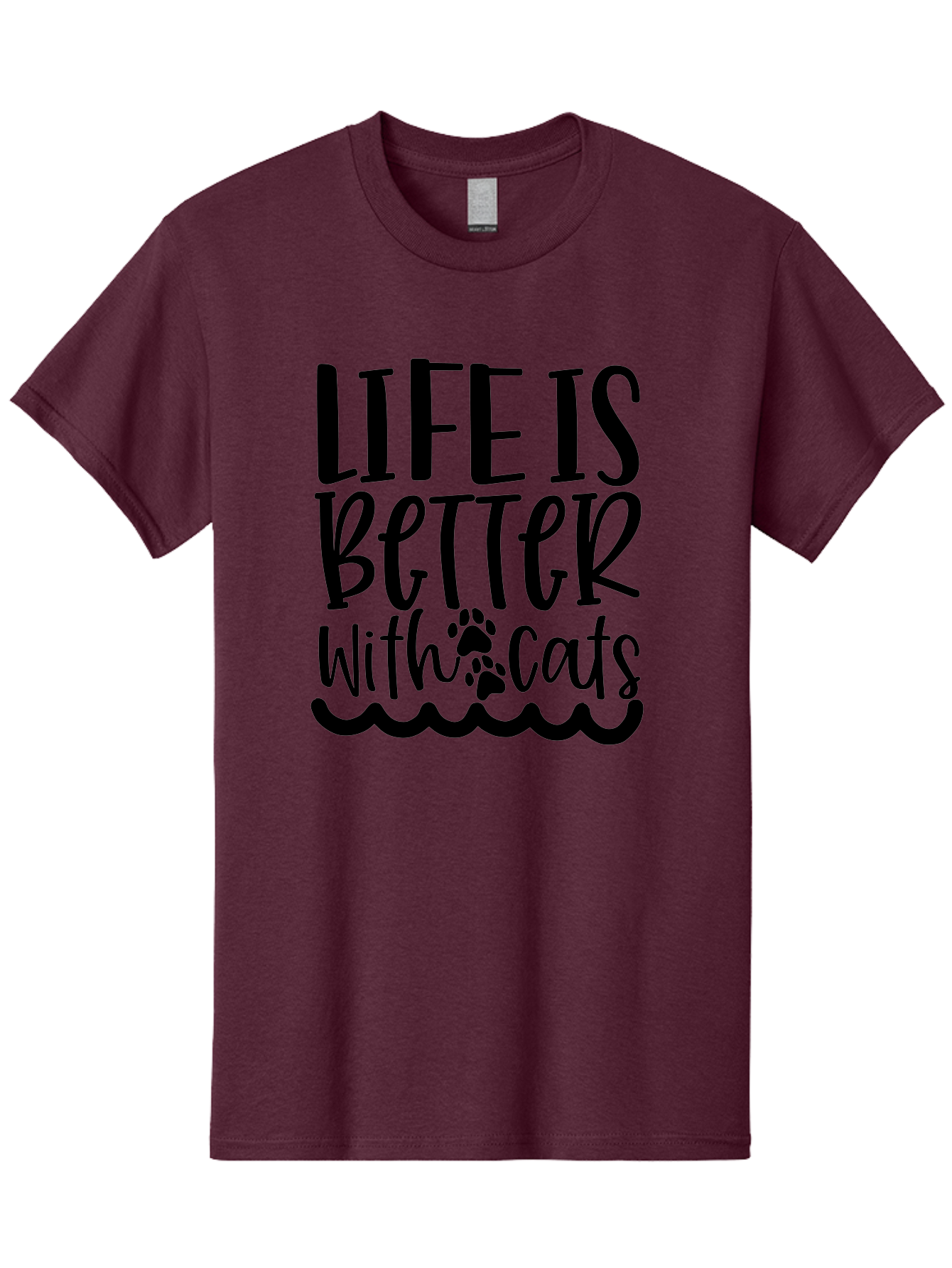 Life Is Better With Cats Men'S Graphic Tee, 100% Cotton, Comfortable Casual Summer Wear, Machine Washable, Cat Lovers, Feline Friends, Positive Vibes, Inspirational Quotes, Cute Designs, Paw Print, Wavy Lines, Playful Typography, Cat Quotes Aae451 11