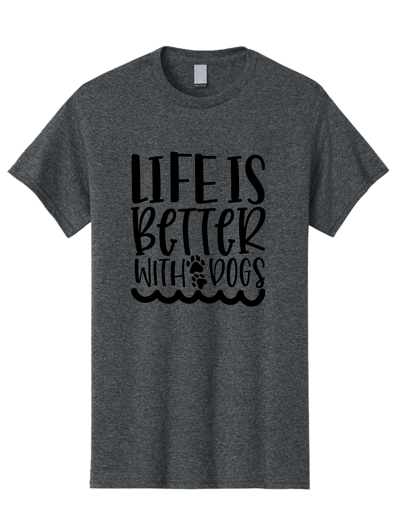 Life Is Better With Dogs Men'S Graphic Tee, 100% Cotton, Comfortable Casual Summer Wear, Machine Washable, Dog Lovers, Inspirational Quotes, Dog Owners, Pet Quotes, Paw Print, Wavy Lines, Motivational Sayings, Pet Friendly, Dog Quotes Aae452 11