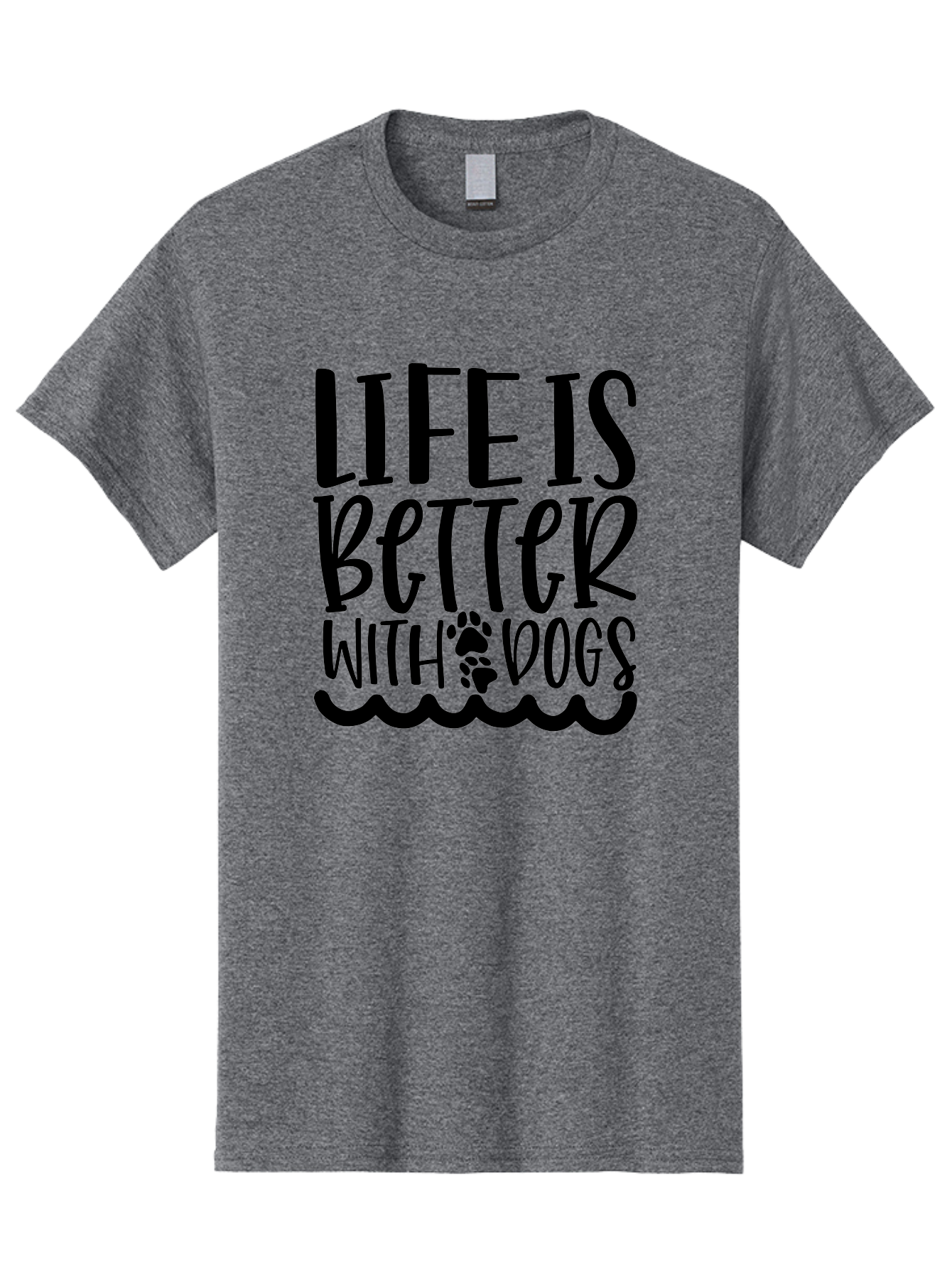 Life Is Better With Dogs Men'S Graphic Tee, 100% Cotton, Comfortable Casual Summer Wear, Machine Washable, Dog Lovers, Inspirational Quotes, Dog Owners, Pet Quotes, Paw Print, Wavy Lines, Motivational Sayings, Pet Friendly, Dog Quotes Aae452 21