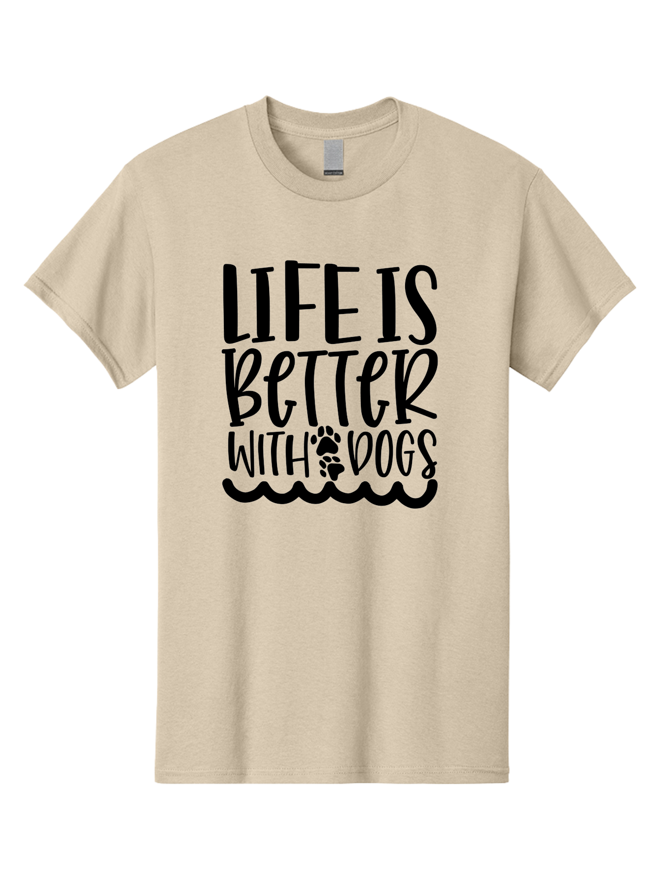 Life Is Better With Dogs Men'S Graphic Tee, 100% Cotton, Comfortable Casual Summer Wear, Machine Washable, Dog Lovers, Inspirational Quotes, Dog Owners, Pet Quotes, Paw Print, Wavy Lines, Motivational Sayings, Pet Friendly, Dog Quotes Aae452 7
