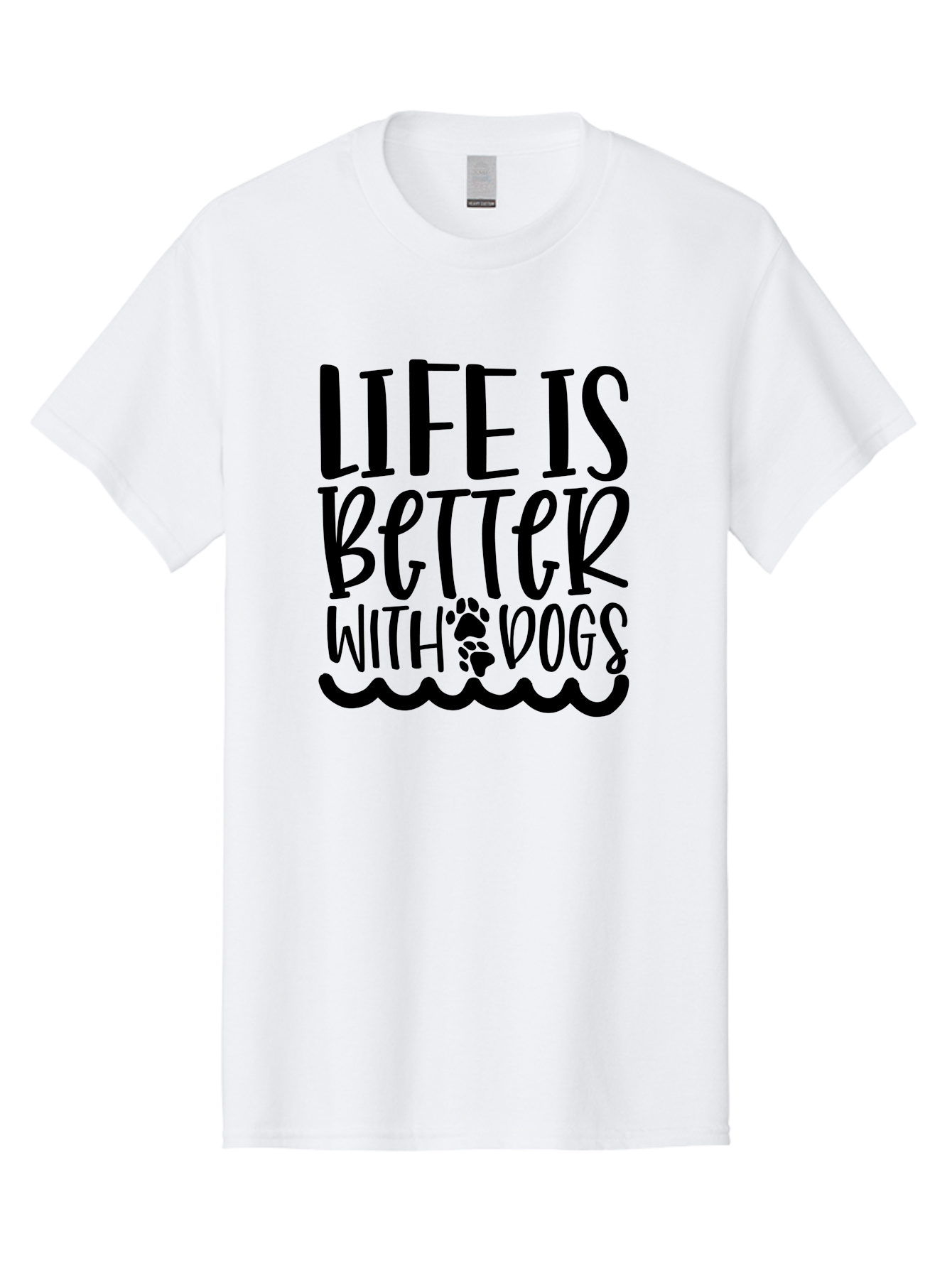 Life Is Better With Dogs Men'S Graphic Tee, 100% Cotton, Comfortable Casual Summer Wear, Machine Washable, Dog Lovers, Inspirational Quotes, Dog Owners, Pet Quotes, Paw Print, Wavy Lines, Motivational Sayings, Pet Friendly, Dog Quotes Aae452 27