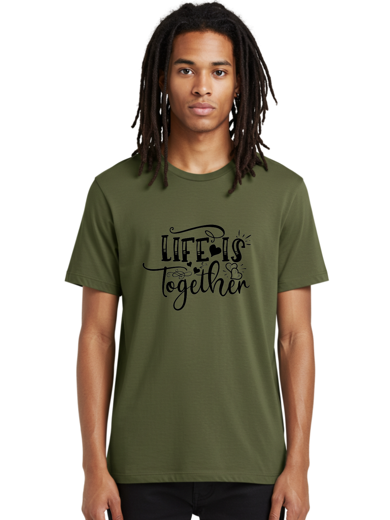 Life Is Together Men'S Graphic Tee, 100% Cotton, Comfortable Casual Summer Wear, Machine Washable, Love Quotes, Inspirational Phrases, Together Forever, Heartwarming Sayings, Motivational Texts, Positive Affirmations, Life Is Together Aae453 24