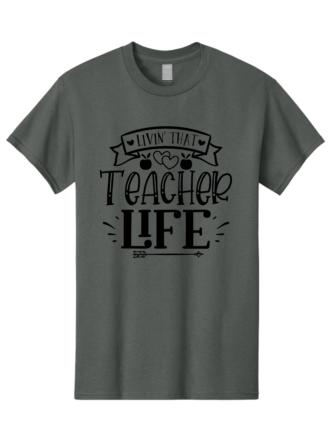 Livin That Teacher Life Men'S Graphic Tee, 100% Cotton, Comfortable Casual Summer Wear, Machine Washable, Teacher Life, Teaching Profession, Educator Lifestyle, Apple Hearts, Inspirational Quote, Motivational Saying, Teacher Apparel, Aae459 3