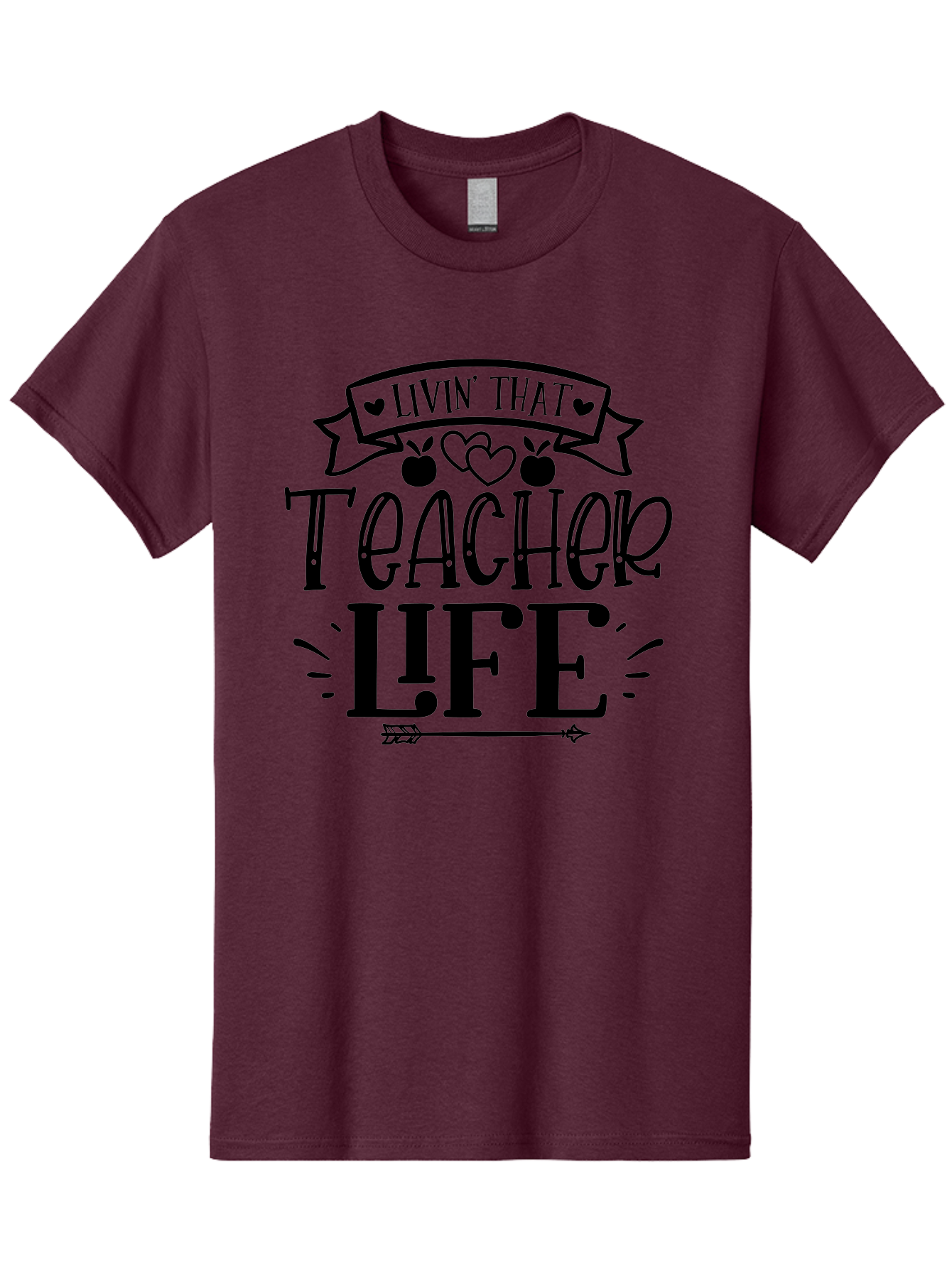 Livin That Teacher Life Men'S Graphic Tee, 100% Cotton, Comfortable Casual Summer Wear, Machine Washable, Teacher Life, Teaching Profession, Educator Lifestyle, Apple Hearts, Inspirational Quote, Motivational Saying, Teacher Apparel, Aae459 15