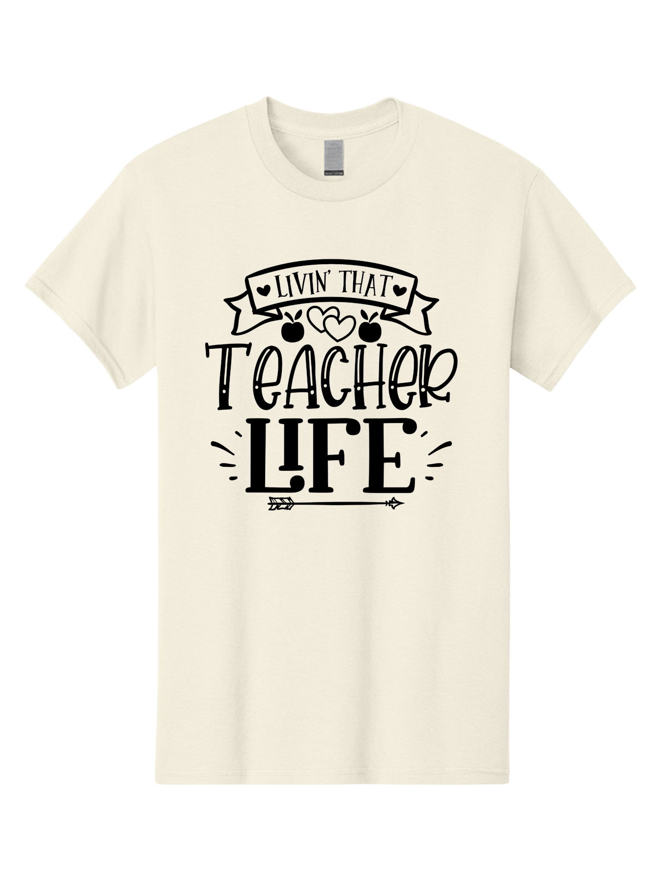 Livin That Teacher Life Men'S Graphic Tee, 100% Cotton, Comfortable Casual Summer Wear, Machine Washable, Teacher Life, Teaching Profession, Educator Lifestyle, Apple Hearts, Inspirational Quote, Motivational Saying, Teacher Apparel, Aae459 25