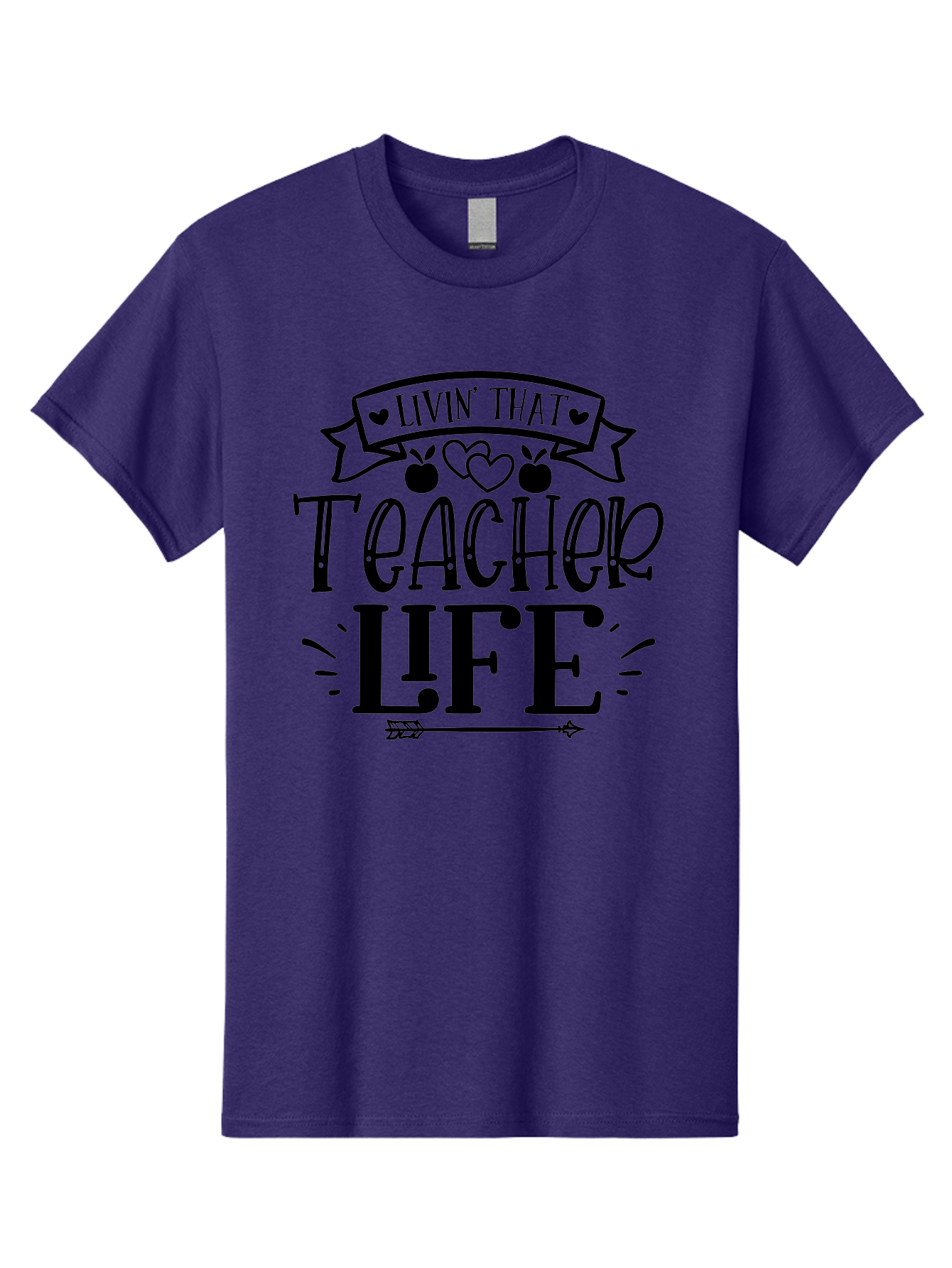Livin That Teacher Life Men'S Graphic Tee, 100% Cotton, Comfortable Casual Summer Wear, Machine Washable, Teacher Life, Teaching Profession, Educator Lifestyle, Apple Hearts, Inspirational Quote, Motivational Saying, Teacher Apparel, Aae459 19