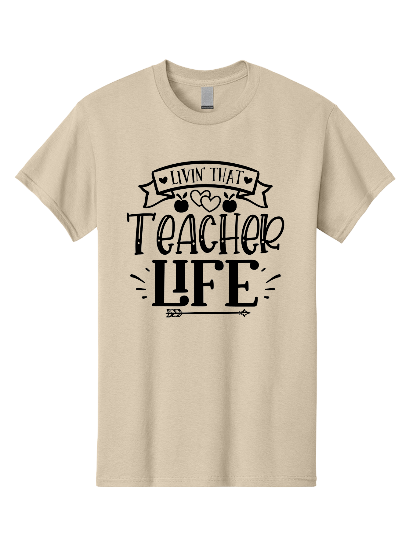 Livin That Teacher Life Men'S Graphic Tee, 100% Cotton, Comfortable Casual Summer Wear, Machine Washable, Teacher Life, Teaching Profession, Educator Lifestyle, Apple Hearts, Inspirational Quote, Motivational Saying, Teacher Apparel, Aae459 5