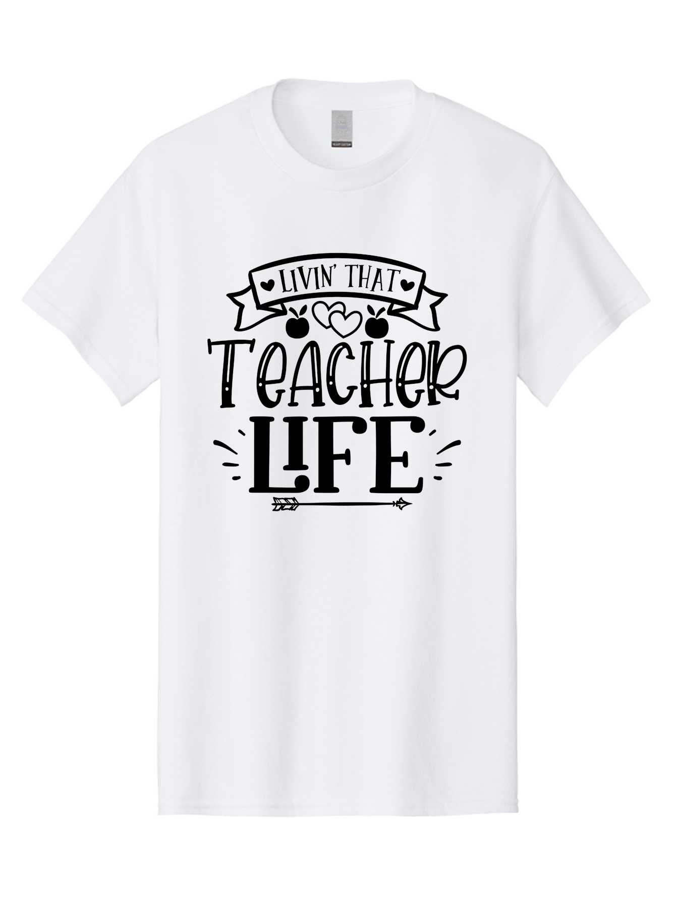 Livin That Teacher Life Men'S Graphic Tee, 100% Cotton, Comfortable Casual Summer Wear, Machine Washable, Teacher Life, Teaching Profession, Educator Lifestyle, Apple Hearts, Inspirational Quote, Motivational Saying, Teacher Apparel, Aae459 23