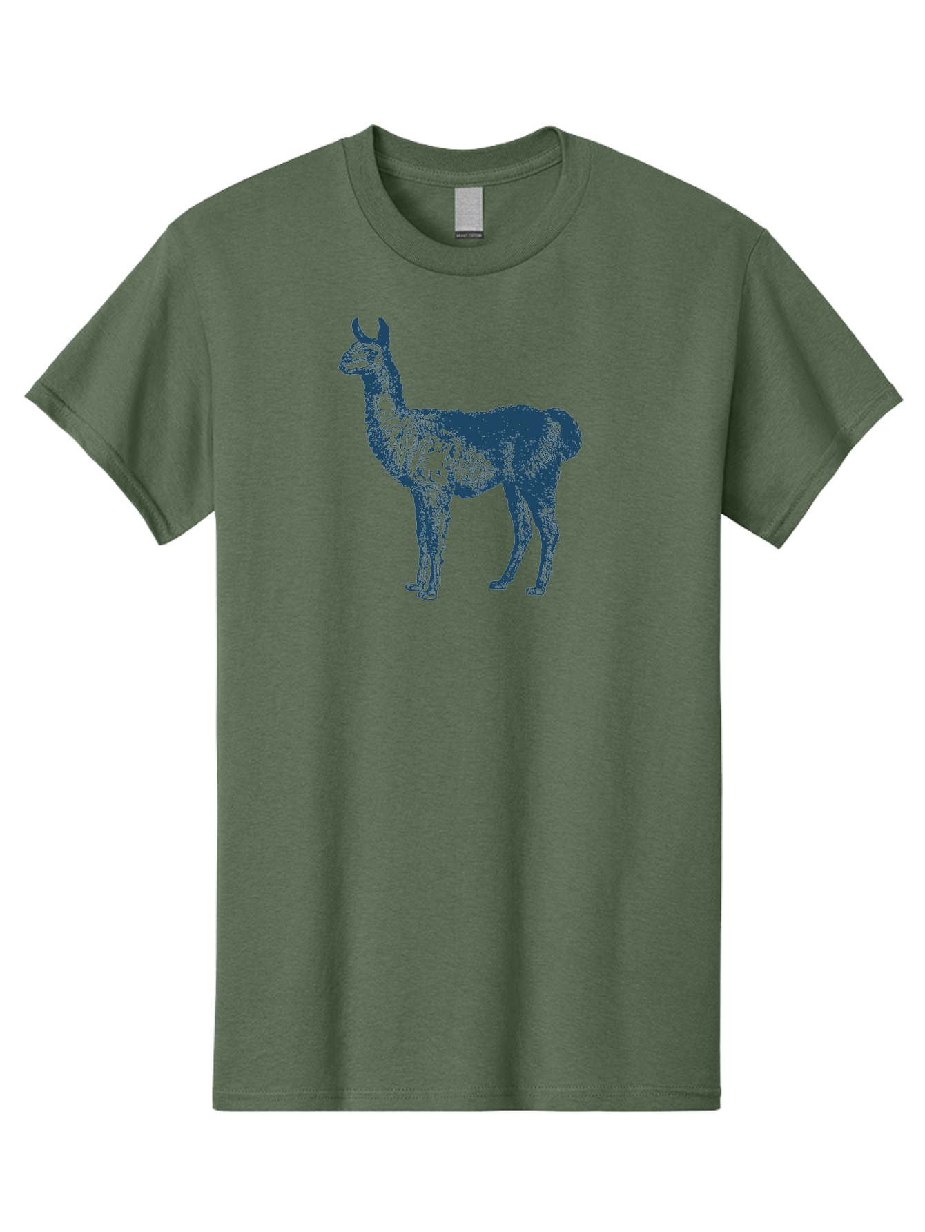 Llama Men'S Graphic Tee, 100% Cotton, Comfortable Casual Summer Wear, Machine Washable, Llama Illustration, Furry Animal, Camelid Species, Wildlife Art, Graphic Design, Modern Style, Pointillism, Blue Tones Aae460 25