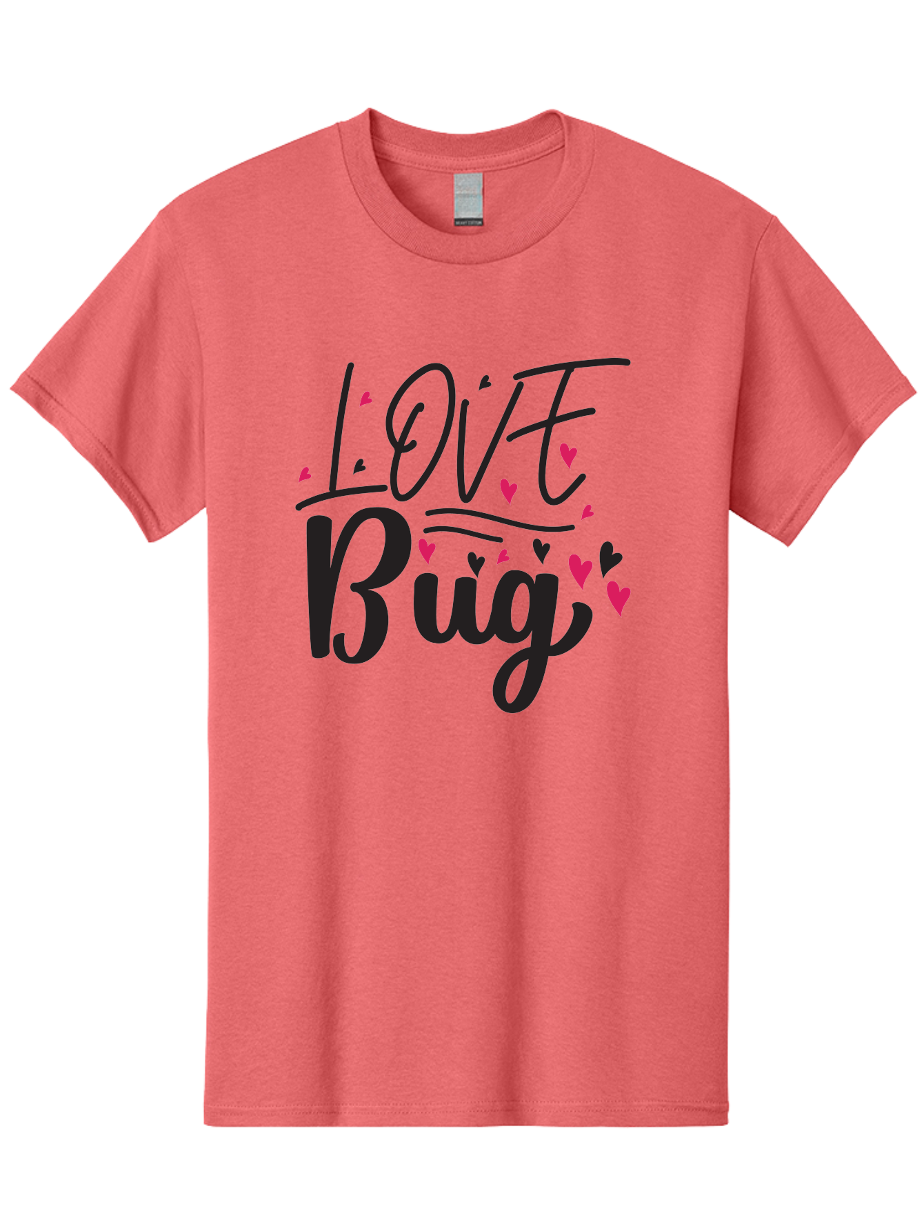 Love Bug Men'S Graphic Tee, 100% Cotton, Comfortable Casual Summer Wear, Machine Washable, Love Bug, Cute Typography, Hand Drawn Hearts, Pink Hearts, Valentines Day, Romance, Lovely, Charming Aae465 9